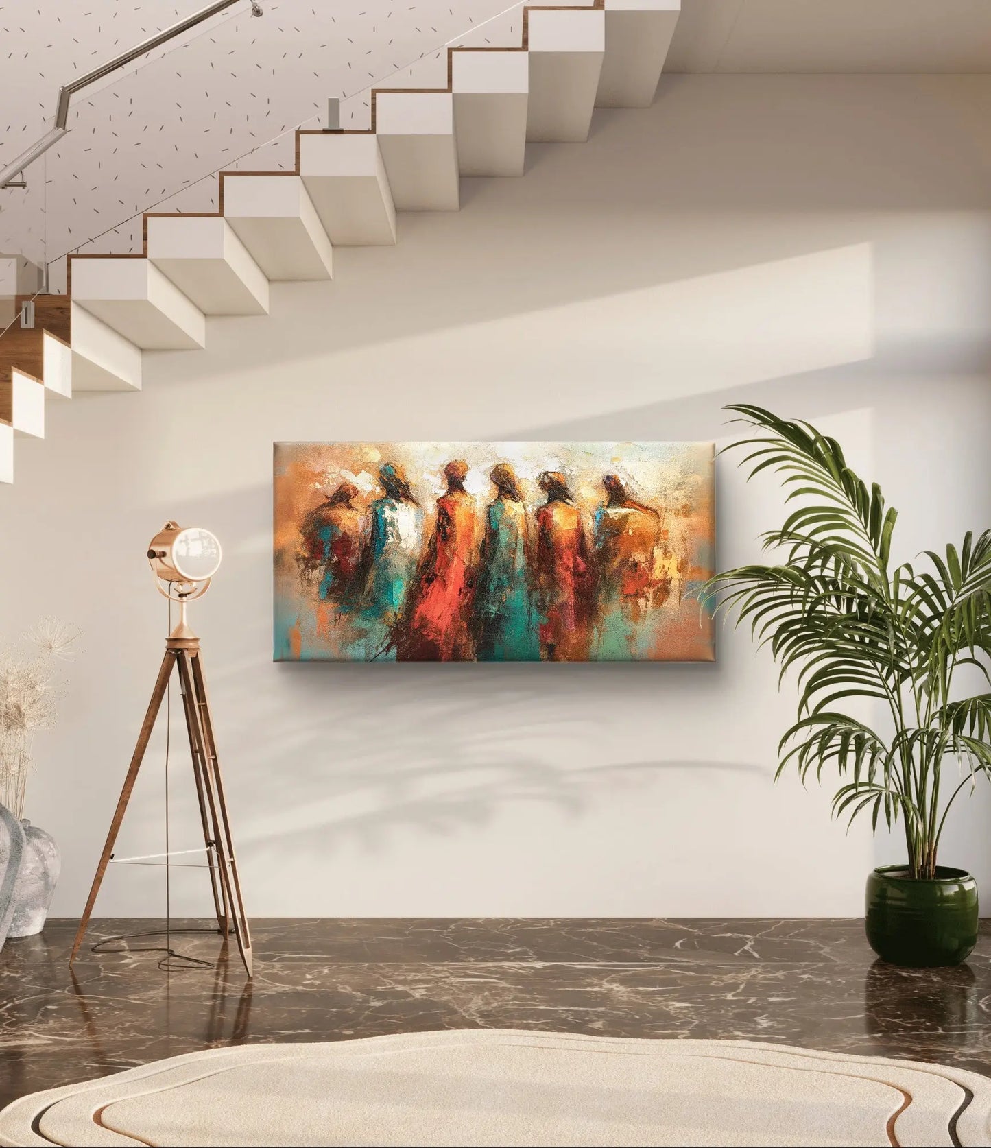 Canvas muurdecoratie in het salon