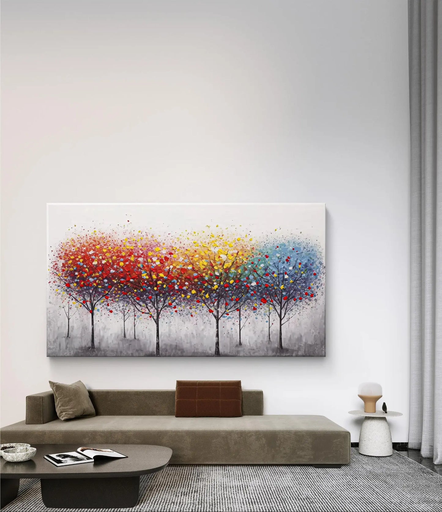 Saisons en pleine floraison - Grande œuvre d'art sur toile dimensions : 160cm x 90cm