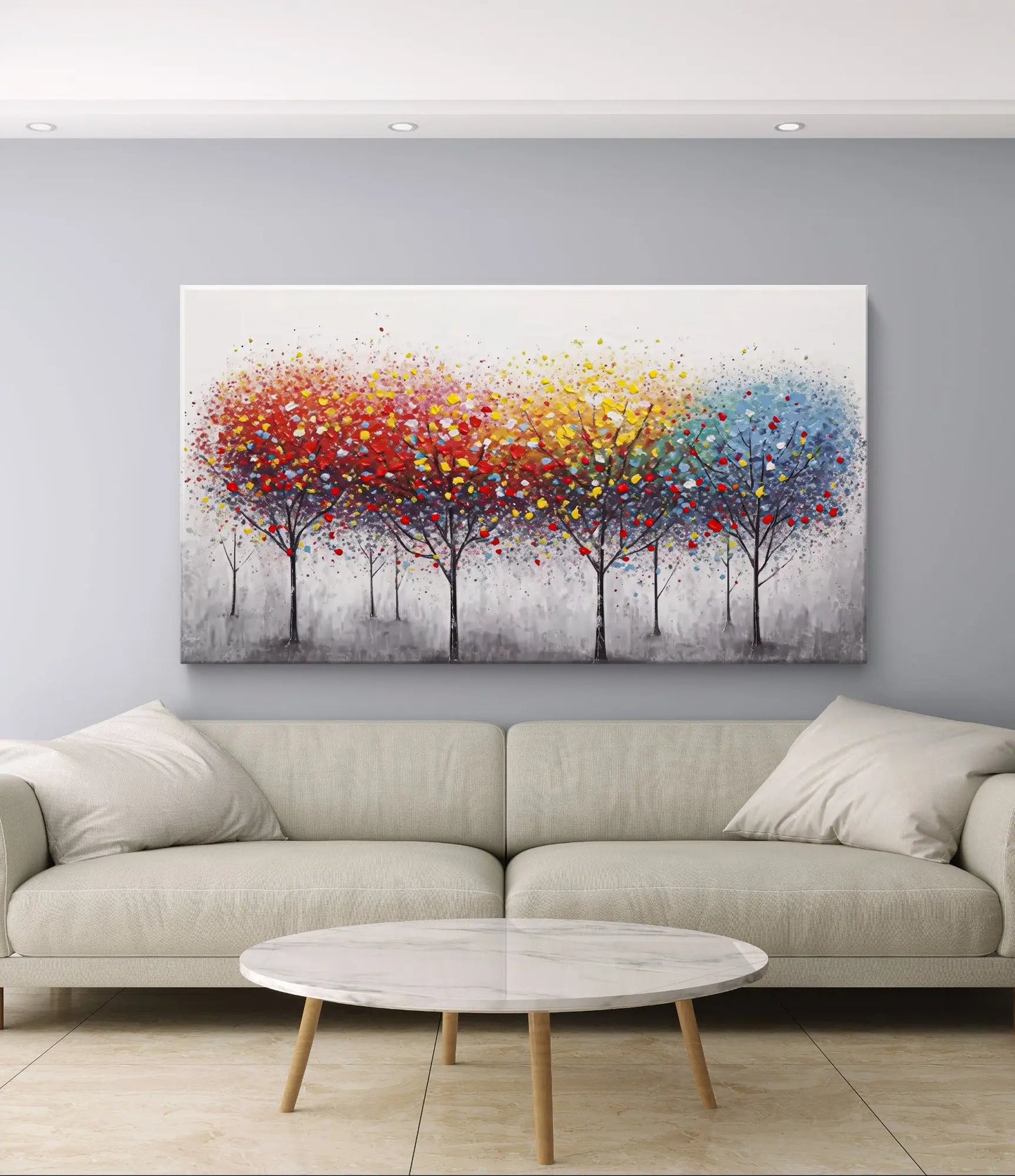 Saisons en pleine floraison - Grande œuvre d'art sur toile dimensions : 160cm x 90cm