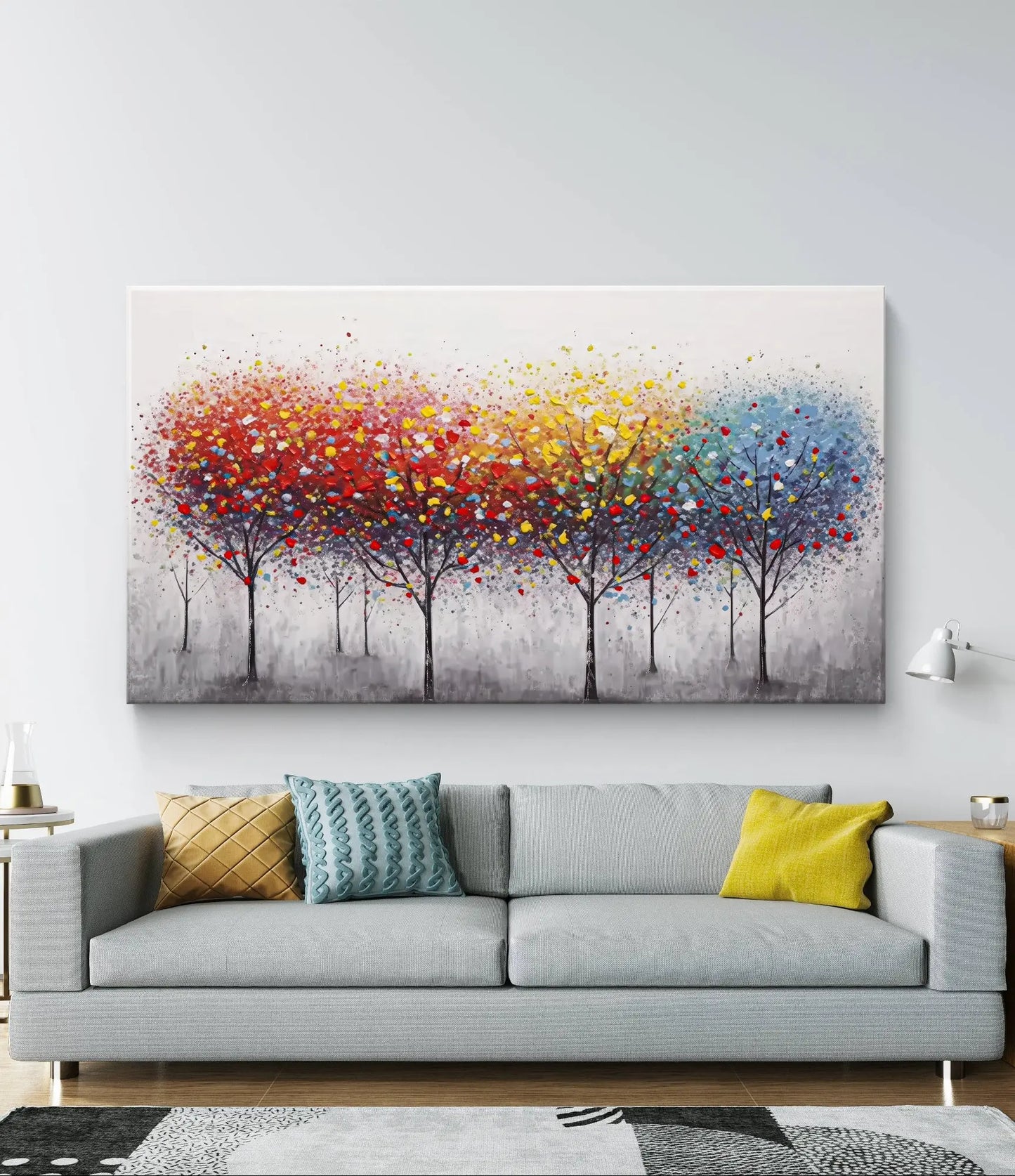 Saisons en pleine floraison - Grande œuvre d'art sur toile dimensions : 160cm x 90cm