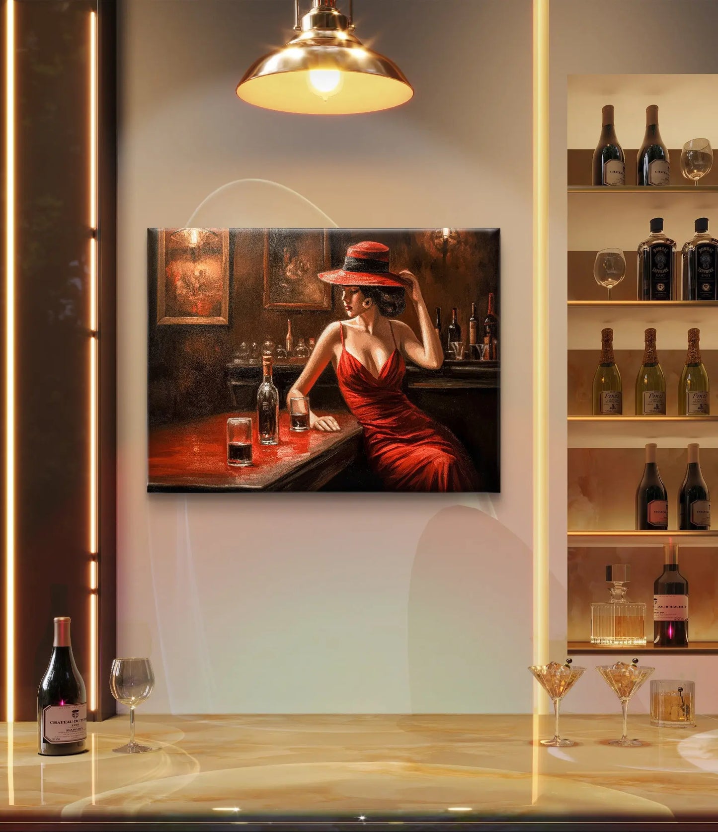 Elegantie aan de Bar - Canvas verkijgbaar in diverse afmetingen