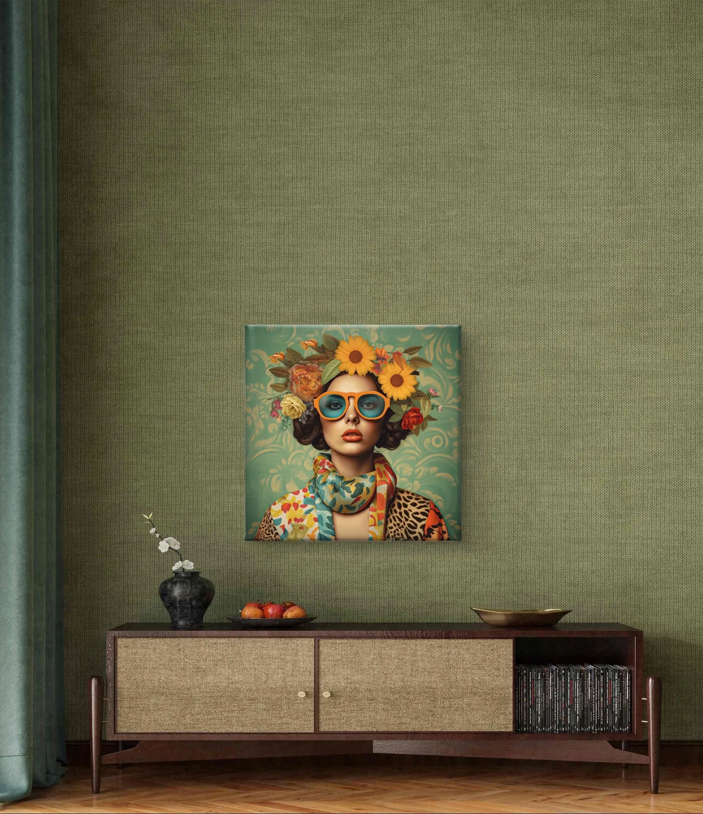 Bloemenkoningin van Stijl op canvas - afmetingen : 80cm x80cm - Pixure Art