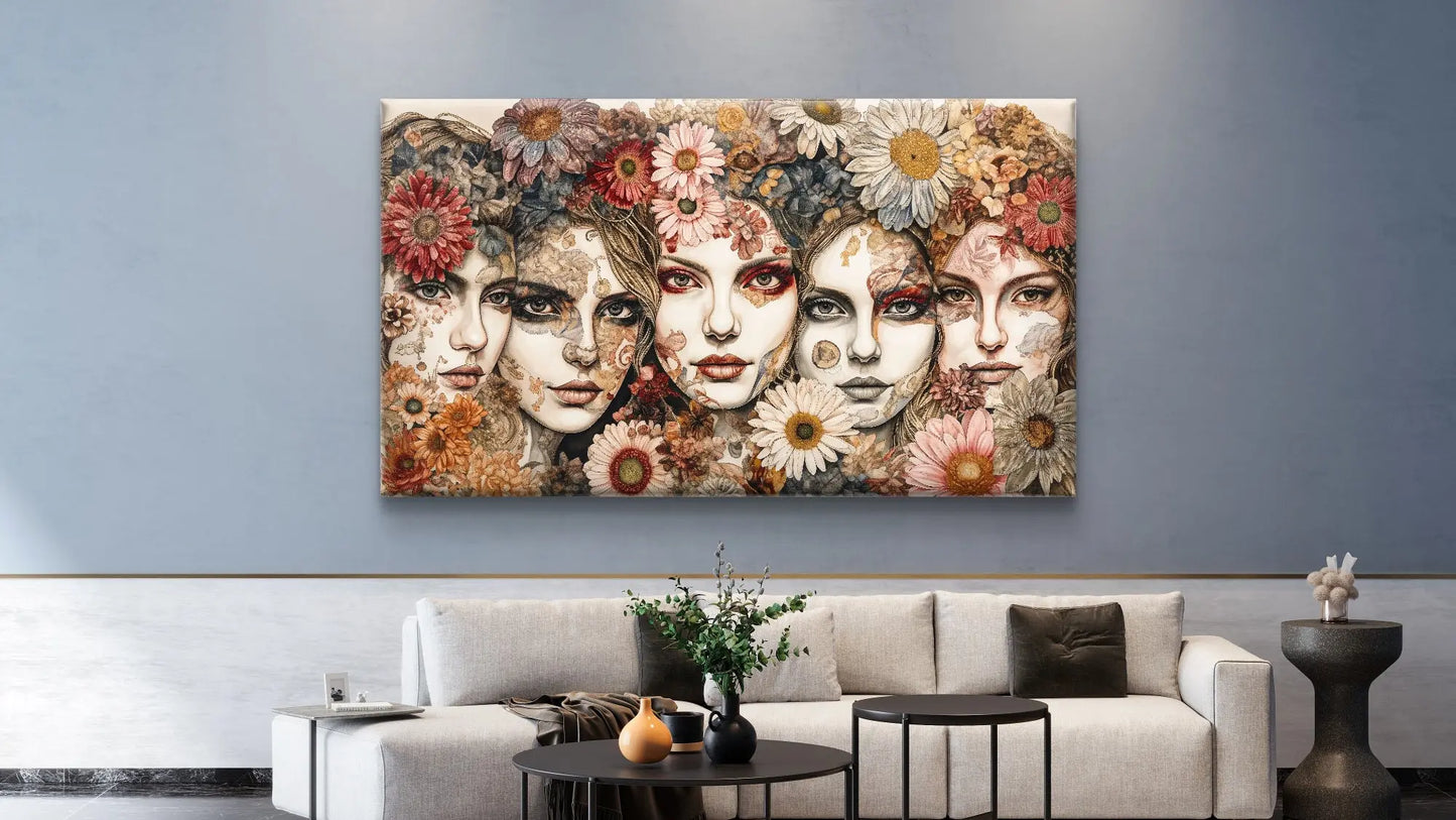 Bloemenmozaïek der Dromen - Exclusieve kunst op Canvas in diverse afmetingen - Pixure Art