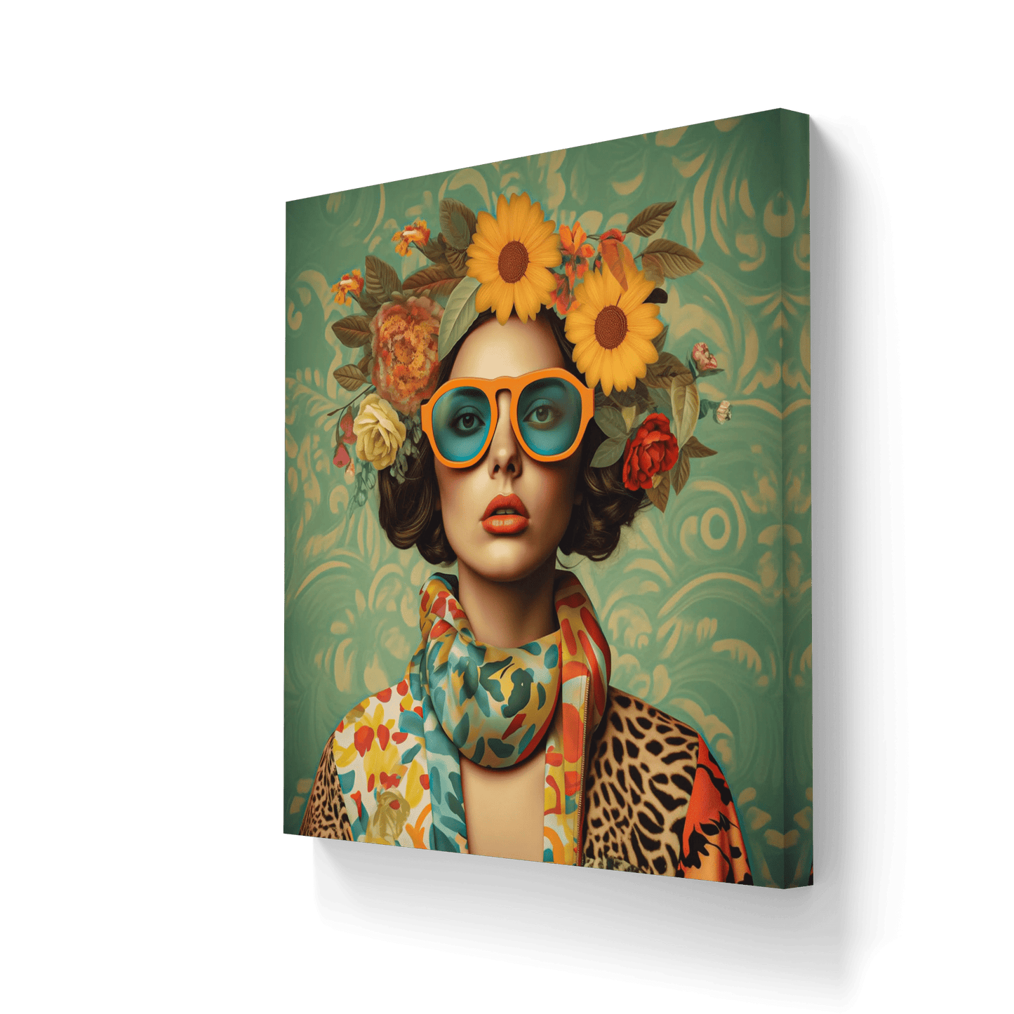 Bloemenkoningin van Stijl op canvas - afmetingen : 80cm x80cm - Pixure Art