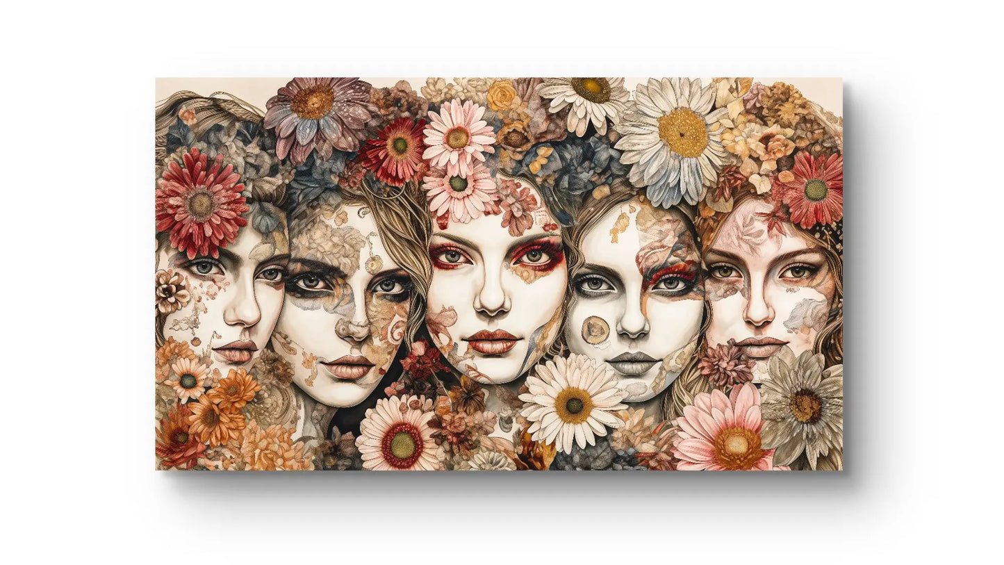 Bloemenmozaïek der Dromen - Exclusieve kunst op Canvas in diverse afmetingen - Pixure Art
