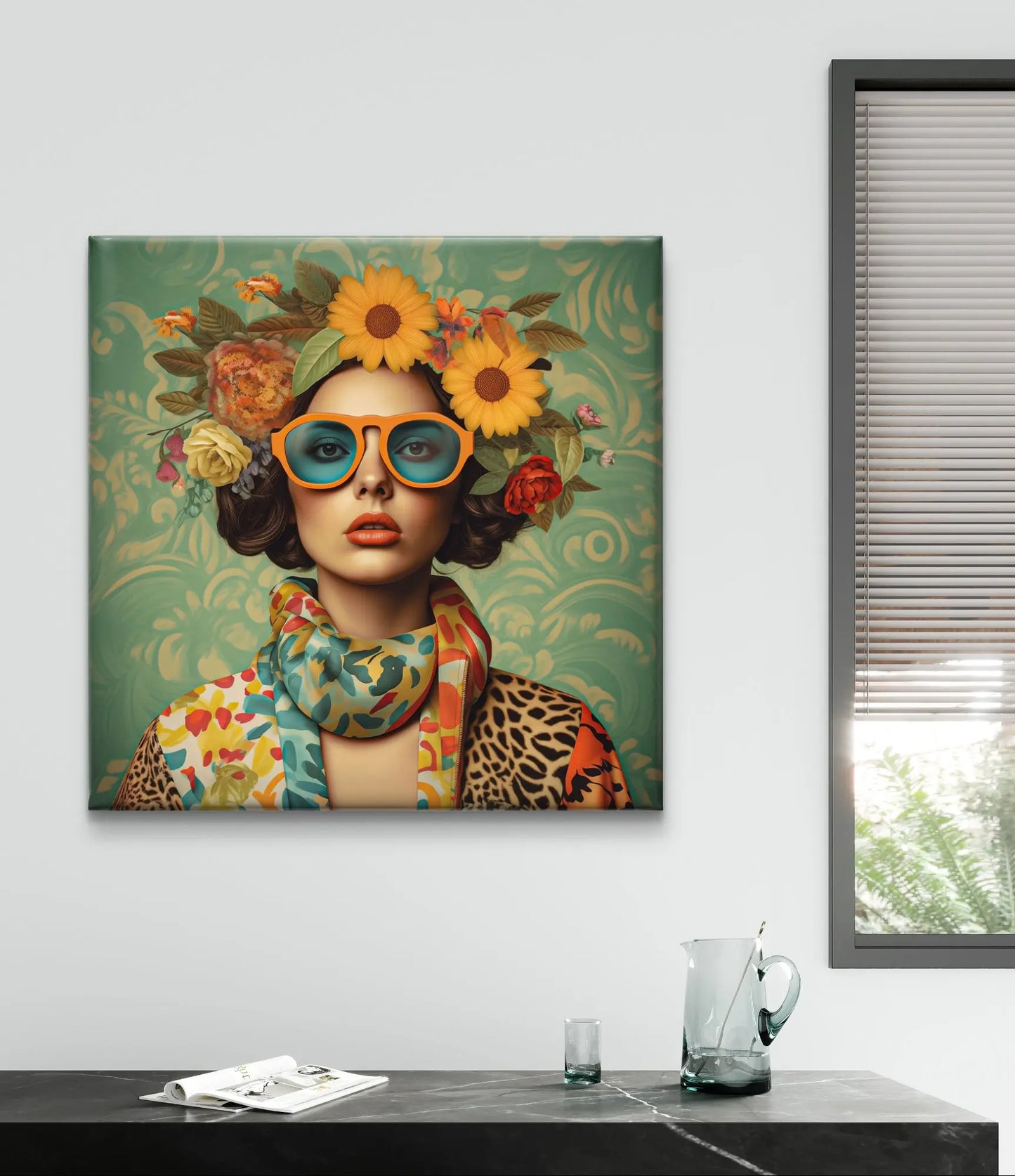 Bloemenkoningin van Stijl op canvas - afmetingen : 80cm x80cm - Pixure Art