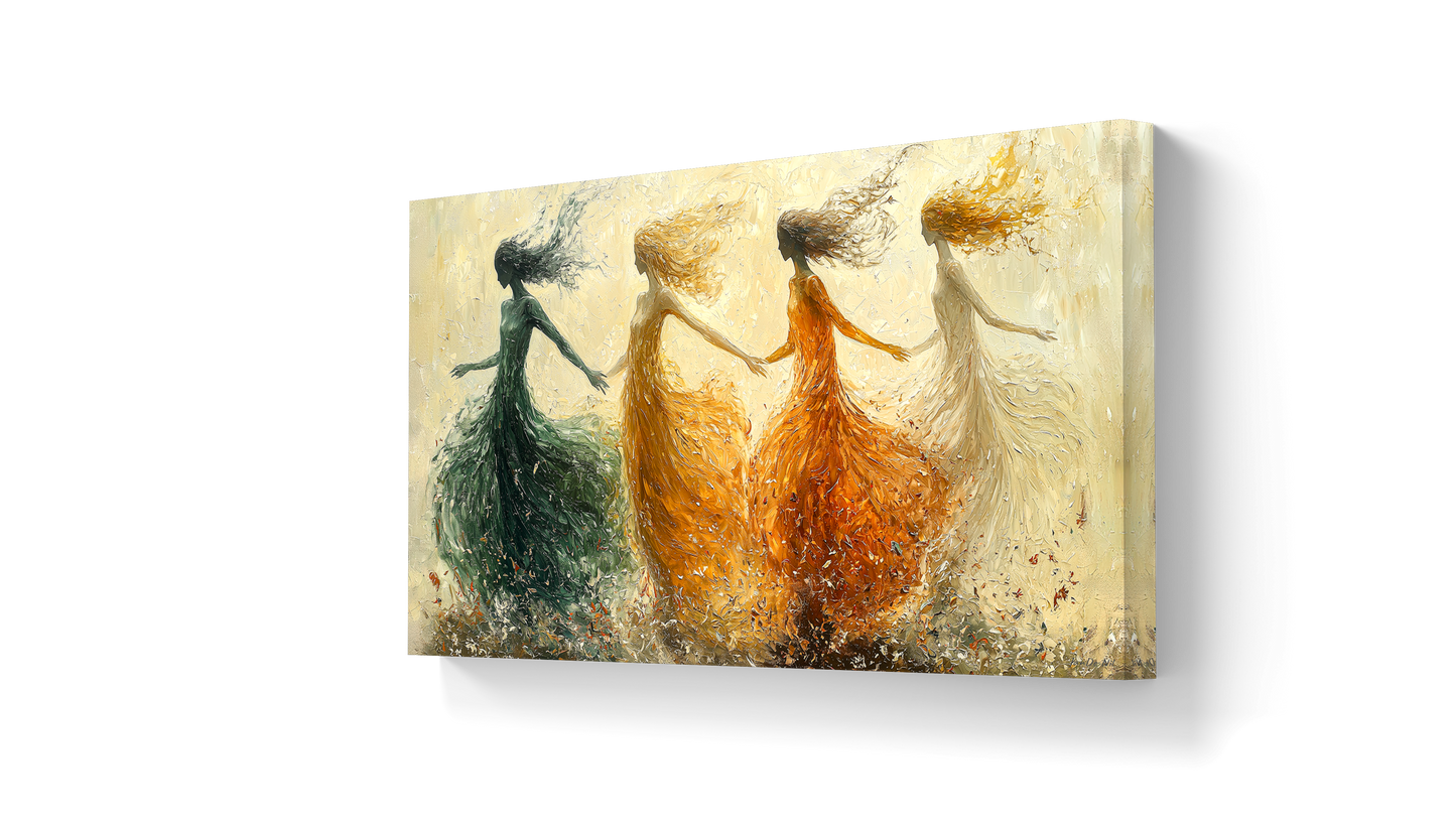 De Dans van de Vier Seizoenen – Exclusieve wanddecoratie op canvas