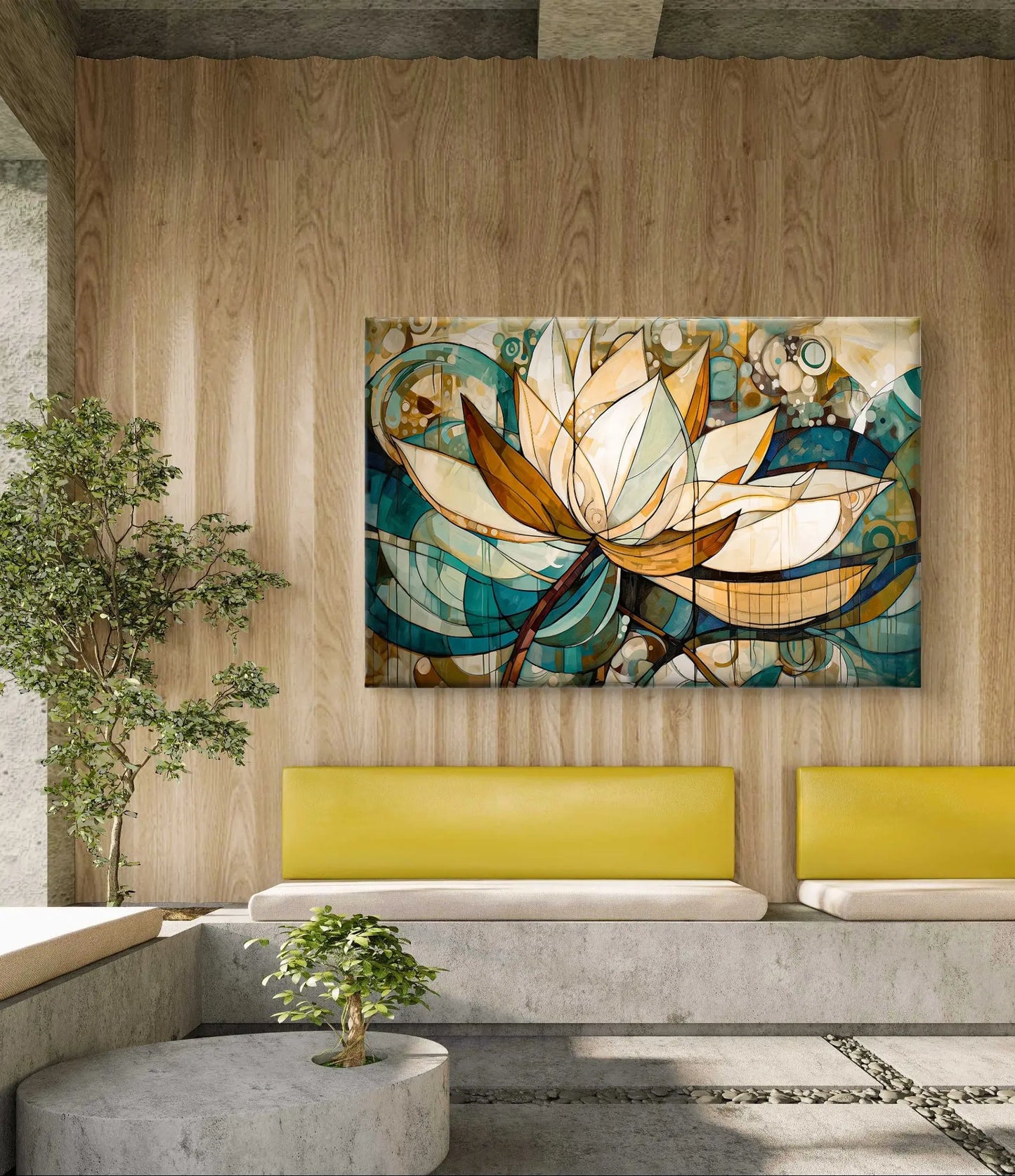 Abstracte Lotus Muurdecoratie op canvas – Elegantie in Kunst - Keuze uit diverse formaten - Pixure Art