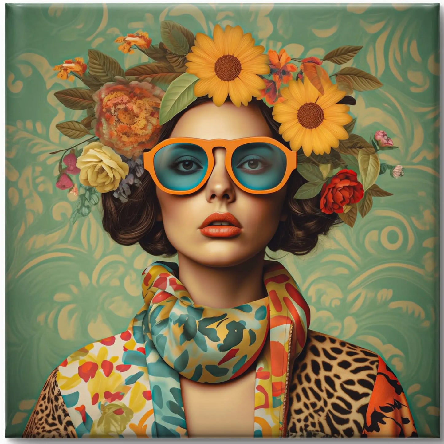 Bloemenkoningin van Stijl op canvas - afmetingen : 80cm x80cm - Pixure Art