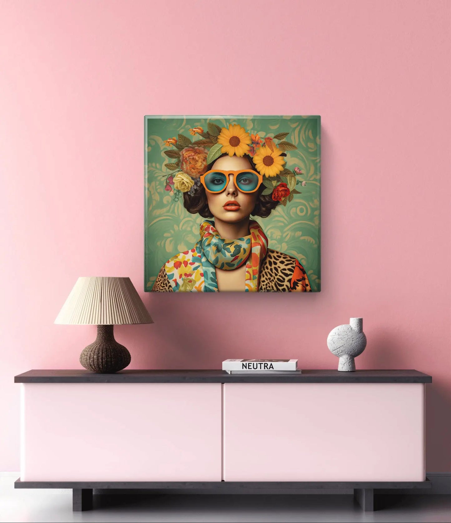 Bloemenkoningin van Stijl op canvas - afmetingen : 80cm x80cm - Pixure Art