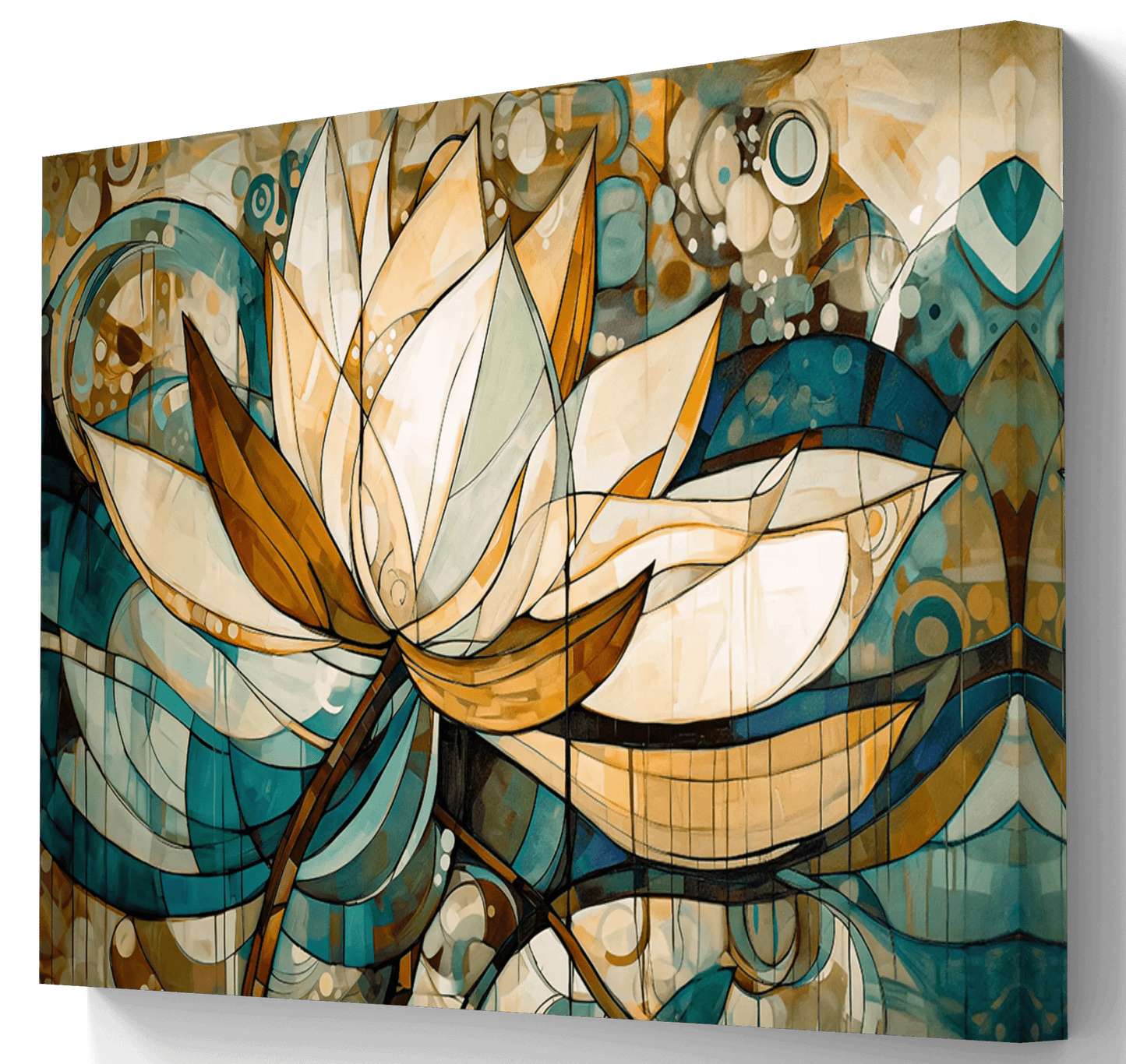 Abstracte Lotus Muurdecoratie op canvas – Elegantie in Kunst - Keuze uit diverse formaten - Pixure Art