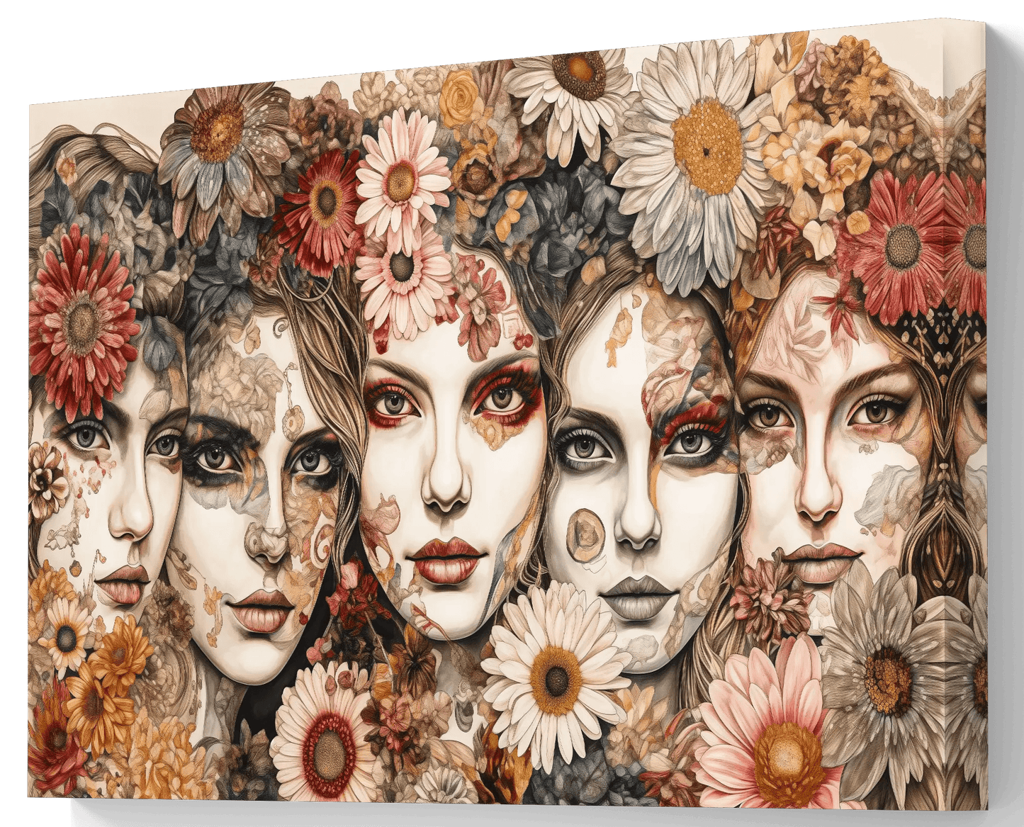 Bloemenmozaïek der Dromen - Exclusieve kunst op Canvas in diverse afmetingen - Pixure Art