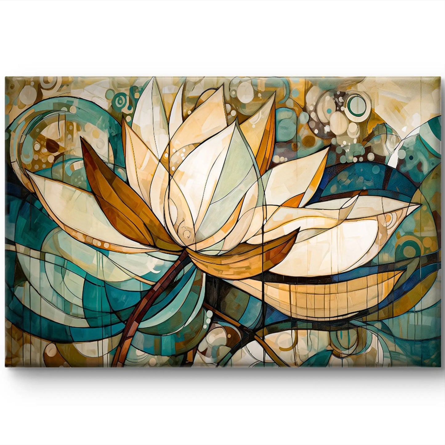 Abstracte Lotus Muurdecoratie op canvas – Elegantie in Kunst - Keuze uit diverse formaten - Pixure Art