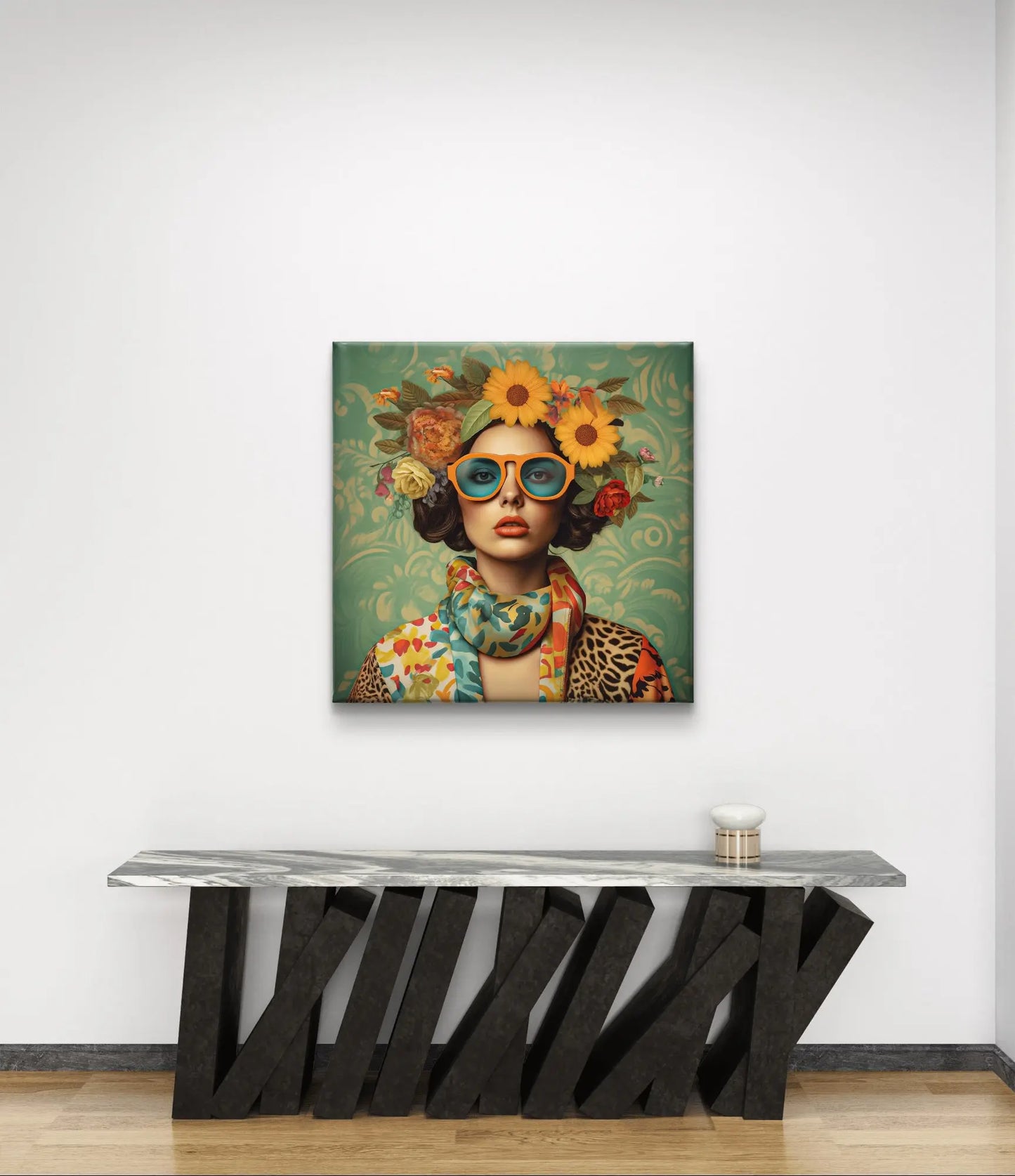 Bloemenkoningin van Stijl op canvas - afmetingen : 80cm x80cm - Pixure Art