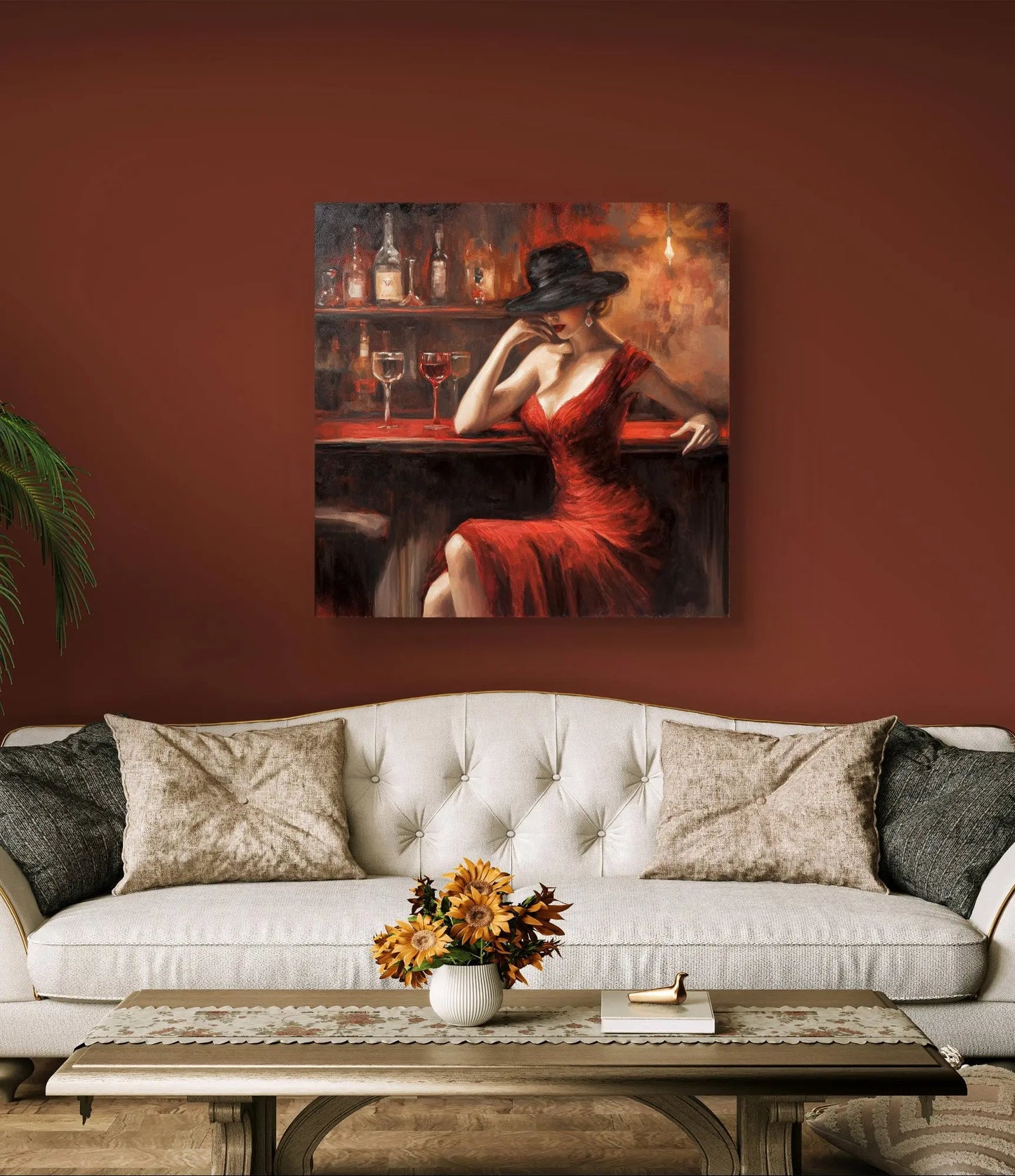 Exclusieve Kunst op Canvas: "Lady in Red" Afmetingen: 80cm x 80cm