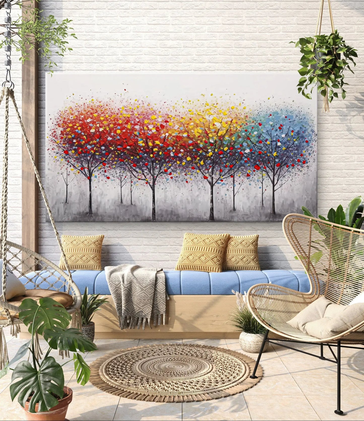 Saisons en pleine floraison - Grande œuvre d'art sur toile dimensions : 160cm x 90cm