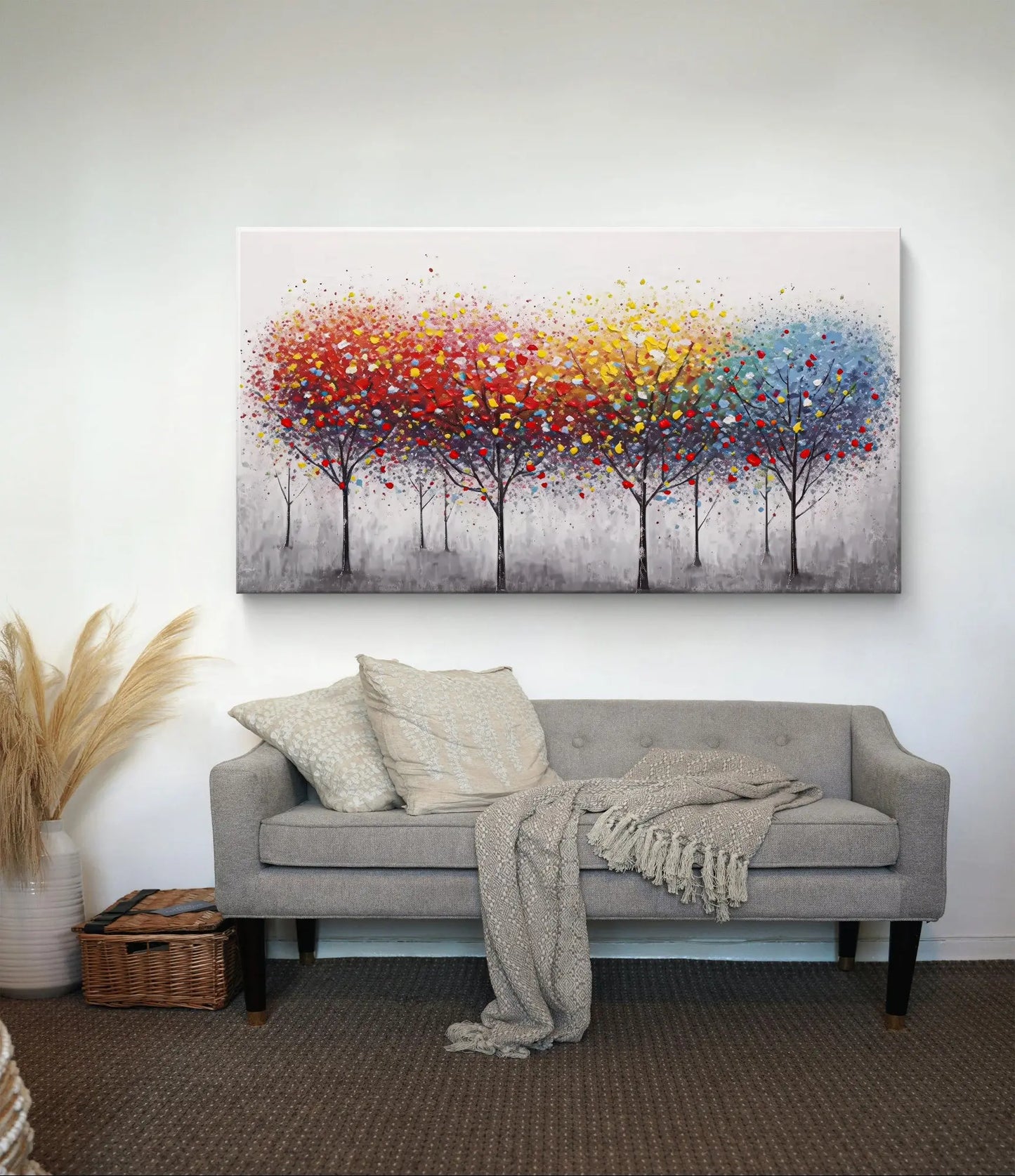 Saisons en pleine floraison - Grande œuvre d'art sur toile dimensions : 160cm x 90cm