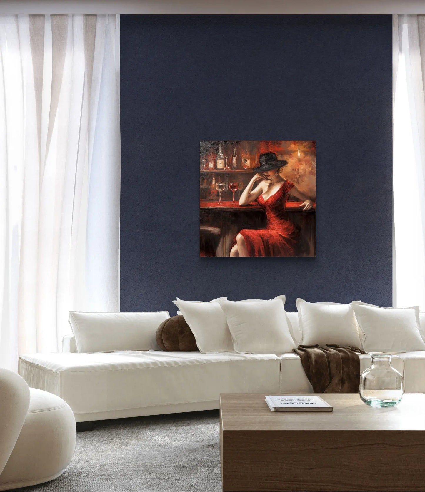 Exclusieve Kunst op Canvas: "Lady in Red" Afmetingen: 80cm x 80cm