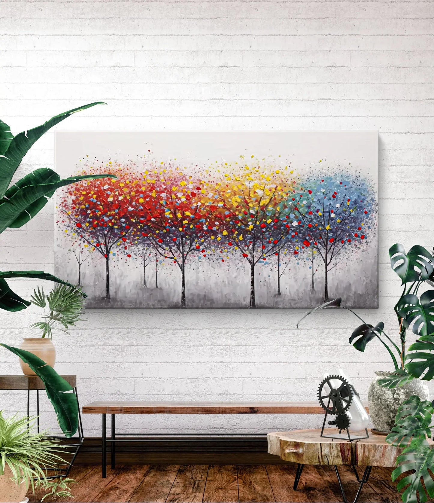 Saisons en pleine floraison - Grande œuvre d'art sur toile dimensions : 160cm x 90cm