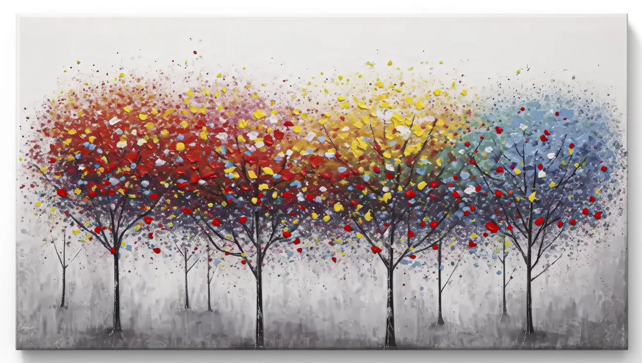 Saisons en pleine floraison - Grande œuvre d'art sur toile dimensions : 160cm x 90cm