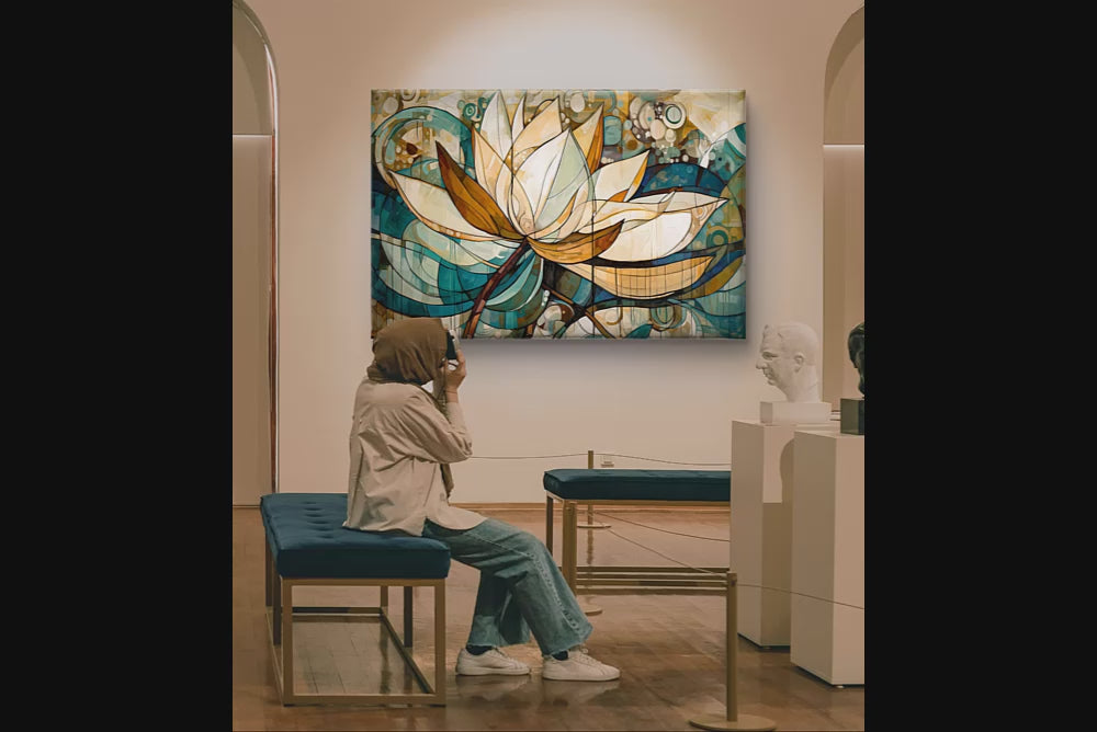 Abstracte Lotus Muurdecoratie op canvas – Elegantie in Kunst - Keuze uit diverse formaten