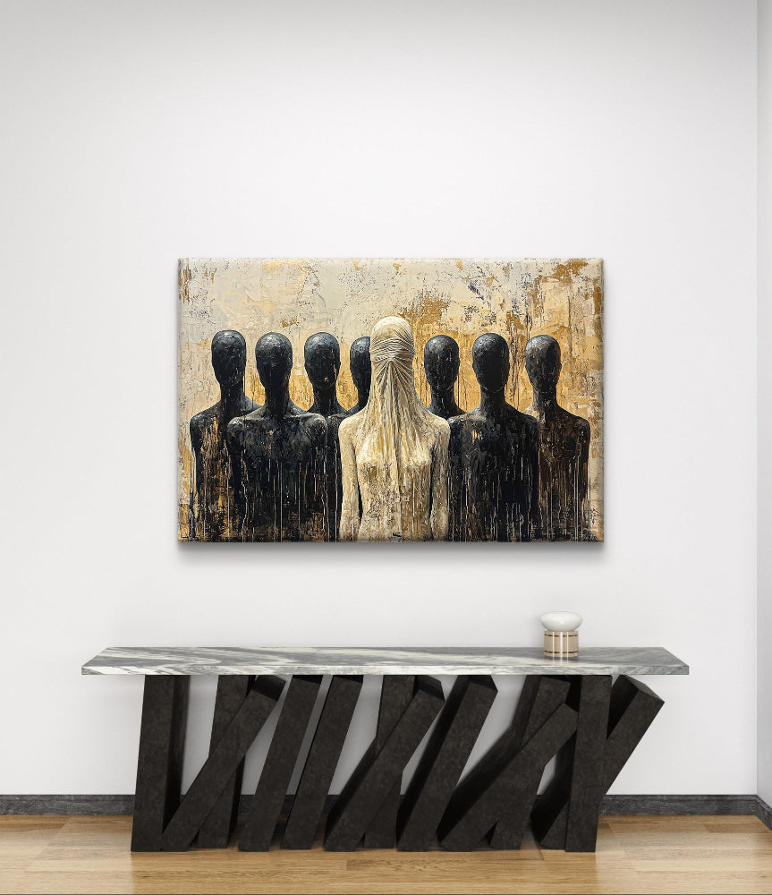 wanddecoratie op canvas in een moderne omgeving