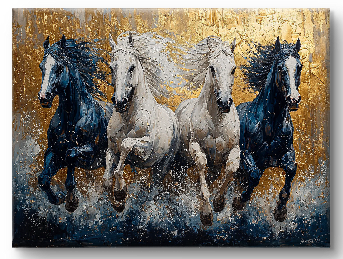 Exclusieve wanddecoratie paarden in gallop. onderdeel van exclusieve kunstwerken bij pixure art lanaken. Belgie