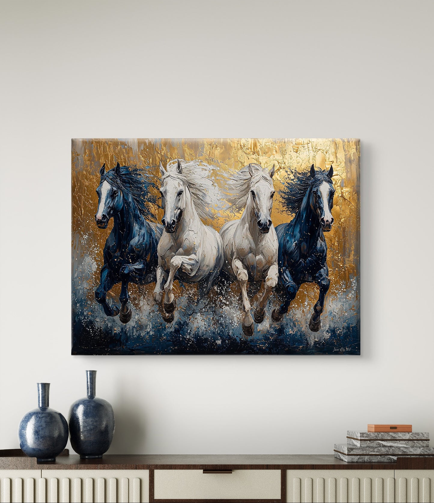 Schilderij kopen met paarden in gallop bij pixure art. Excusieve kunst - wanddecoratie