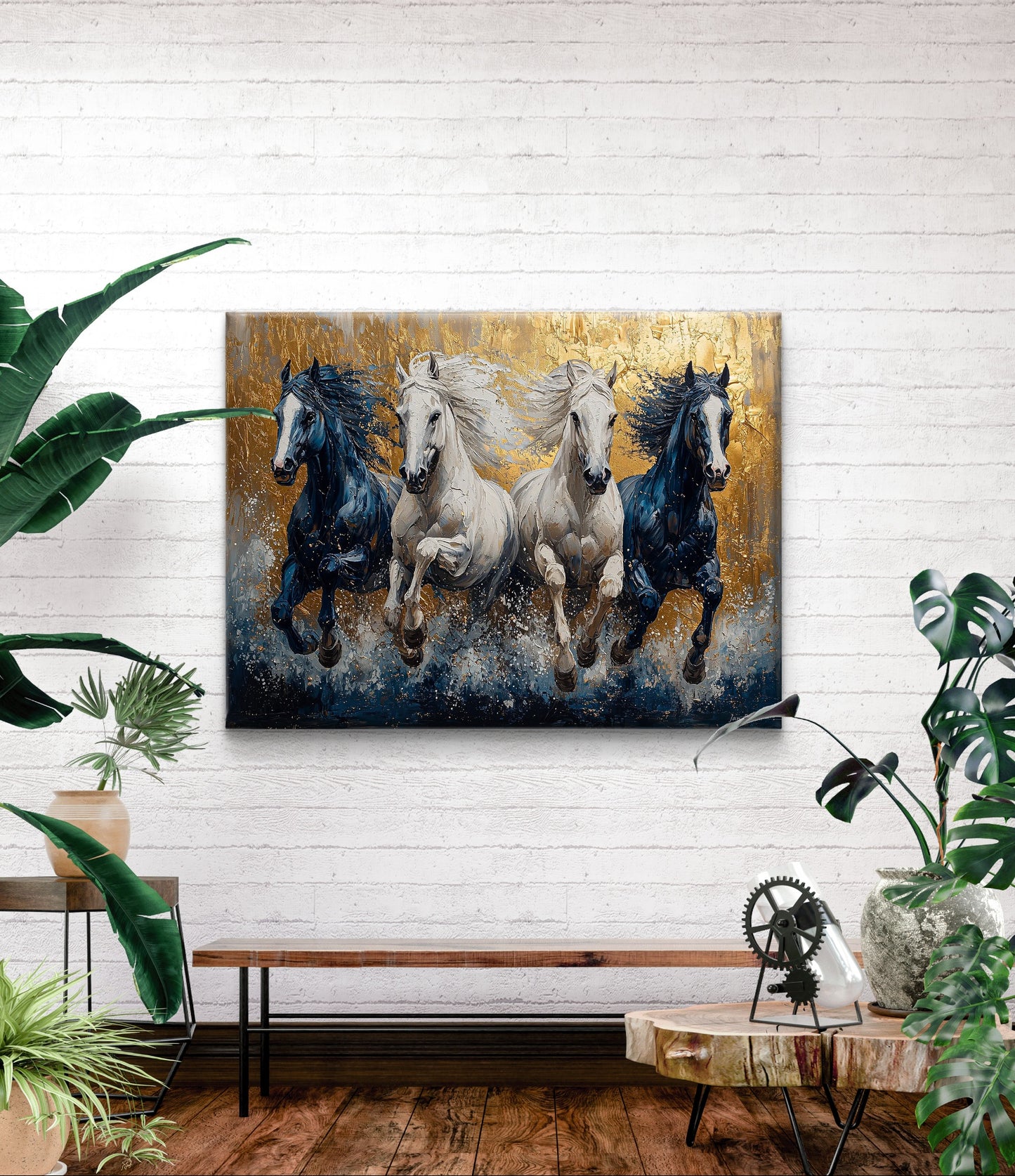 Canvas schilderij met paarden in gallop- exclusieve kunst van pixure art Lanaken. Door Jan De Nil