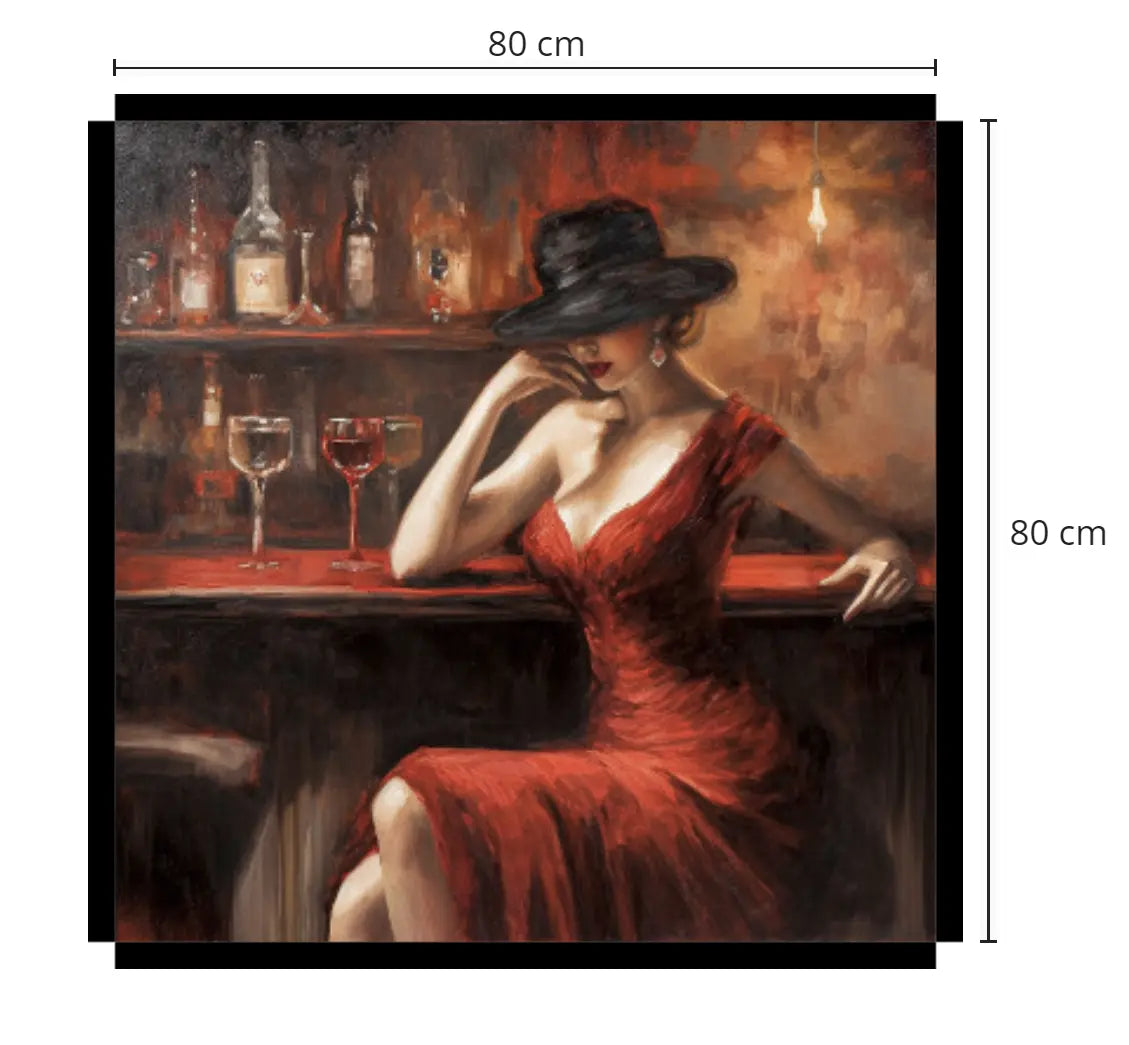 Exclusieve Kunst op Canvas: "Lady in Red" Afmetingen: 80cm x 80cm