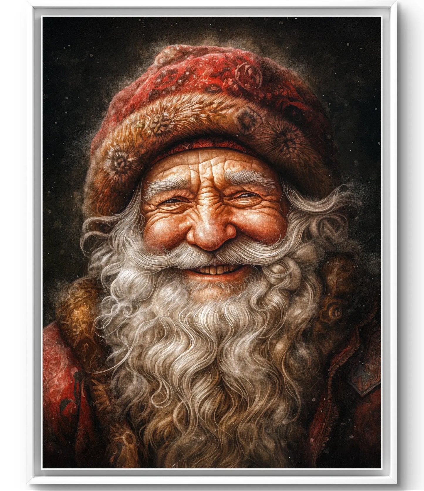 La chaleur du Père Noël - Portrait de Noël unique sur toile - Différentes tailles et cadres