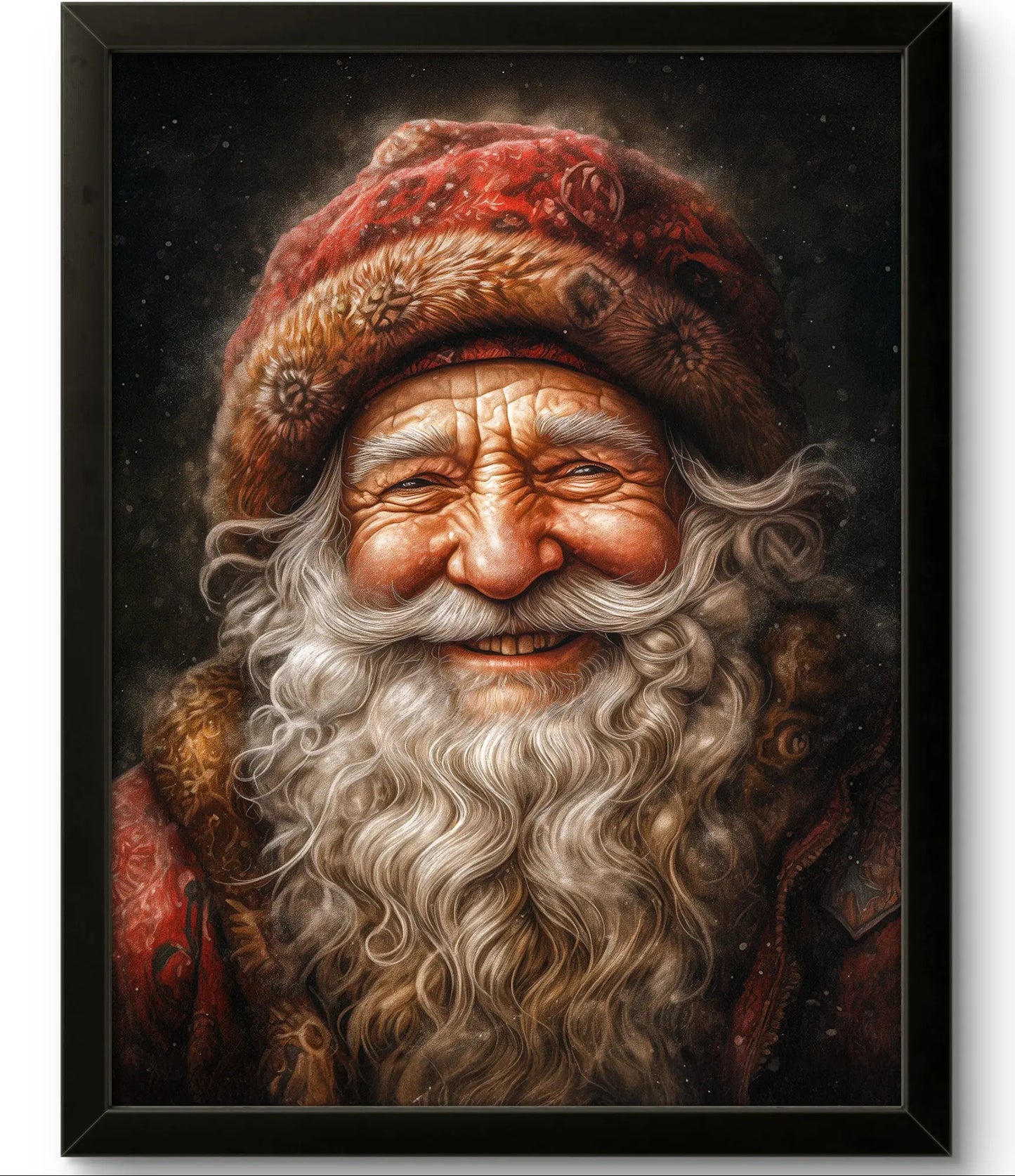 La chaleur du Père Noël - Portrait de Noël unique sur toile - Différentes tailles et cadres