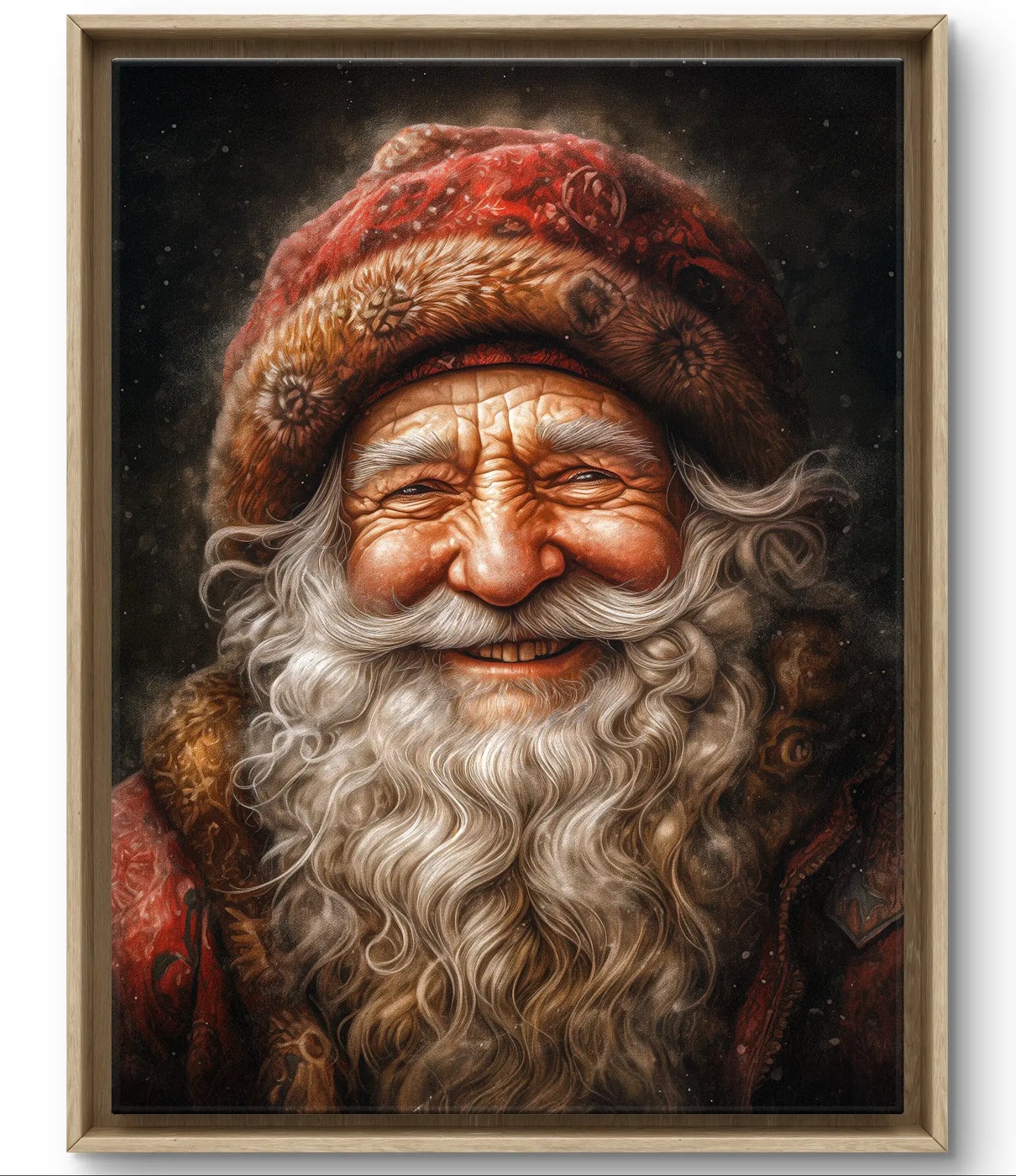 La chaleur du Père Noël - Portrait de Noël unique sur toile - Différentes tailles et cadres