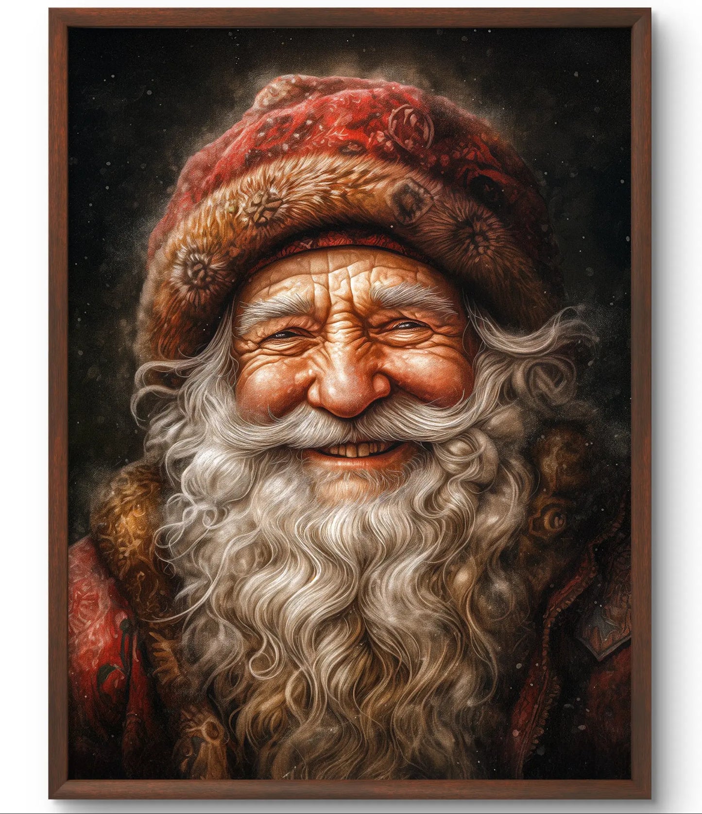 La chaleur du Père Noël - Portrait de Noël unique sur toile - Différentes tailles et cadres