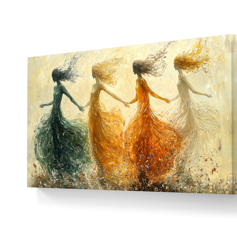 
                      
                        De Dans van de Vier Seizoenen – Exclusieve wanddecoratie op canvas
                      
                    