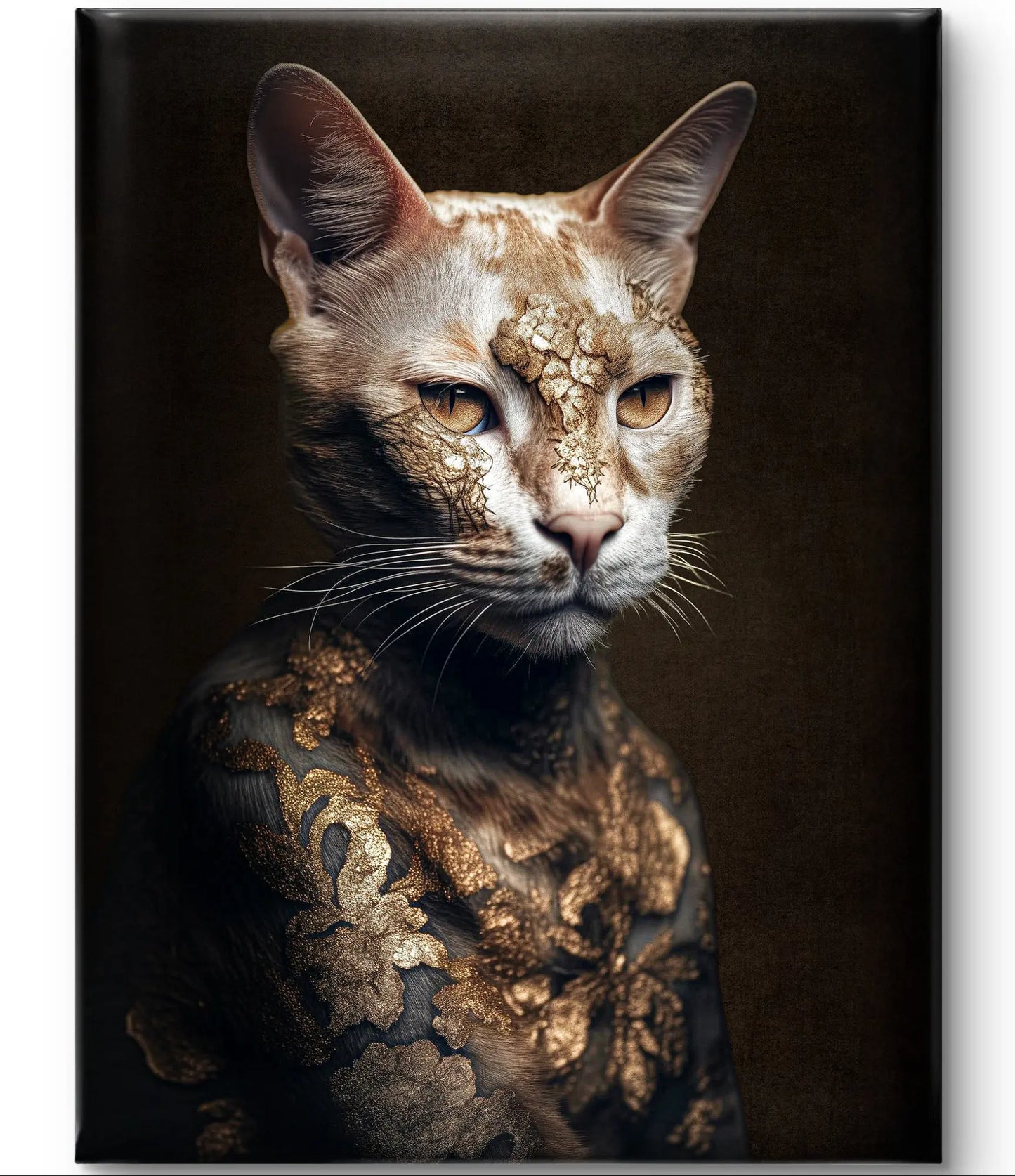 Feline Mystique – Die Katze in Gold – Leinwand 120 cm x 75 cm