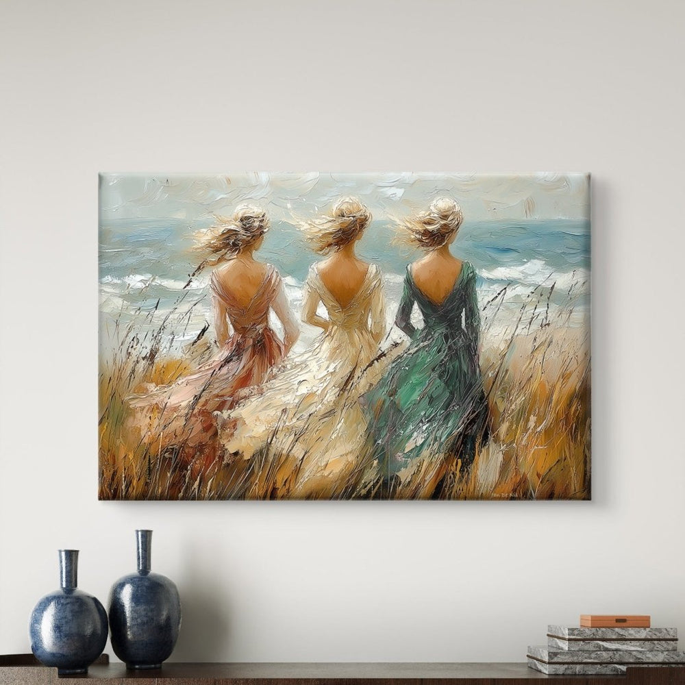 Samen in de wind - met drie vrouwelijke figuren - Pixure Art