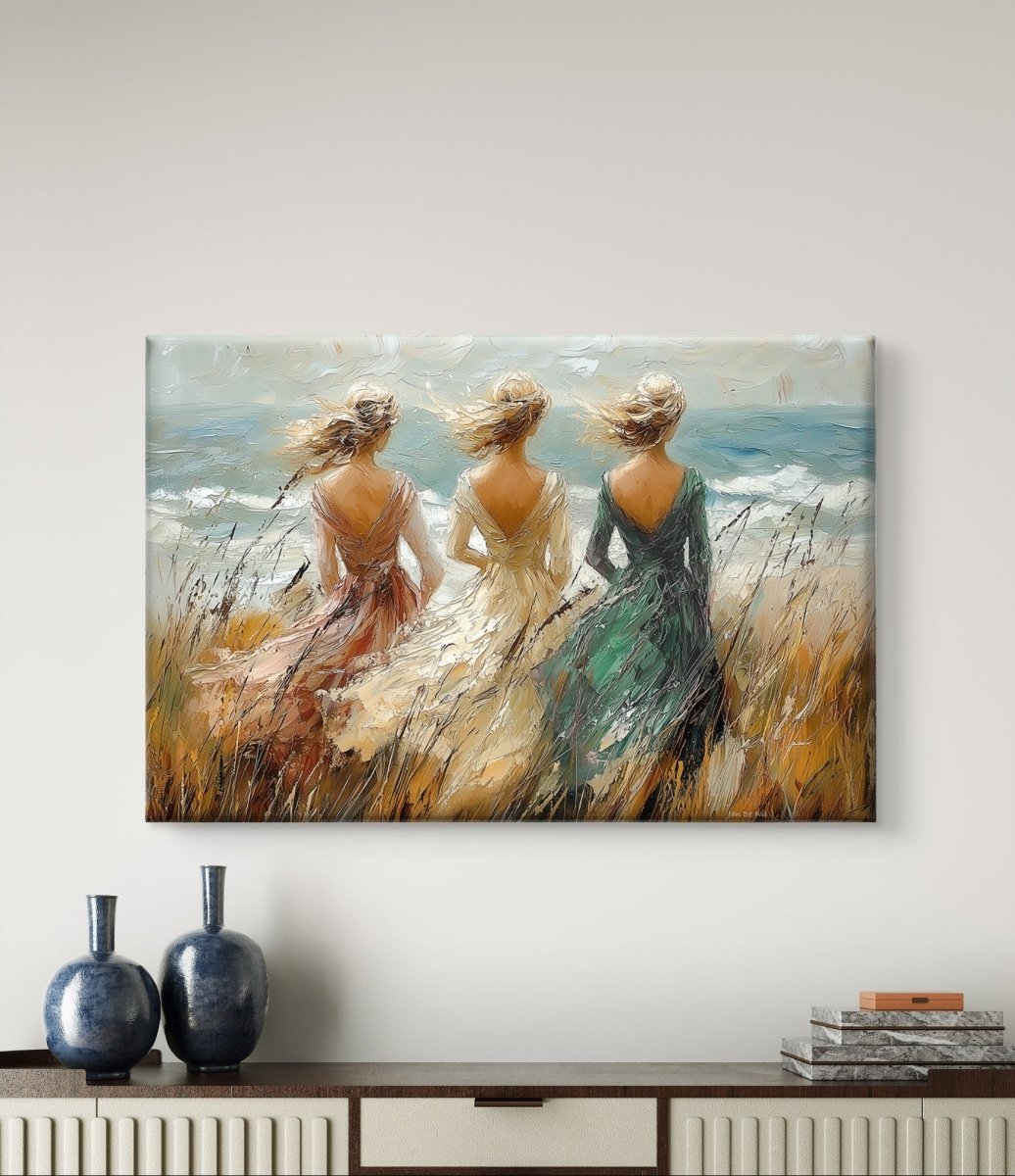Samen in de wind - met drie vrouwelijke figuren - Pixure Art
