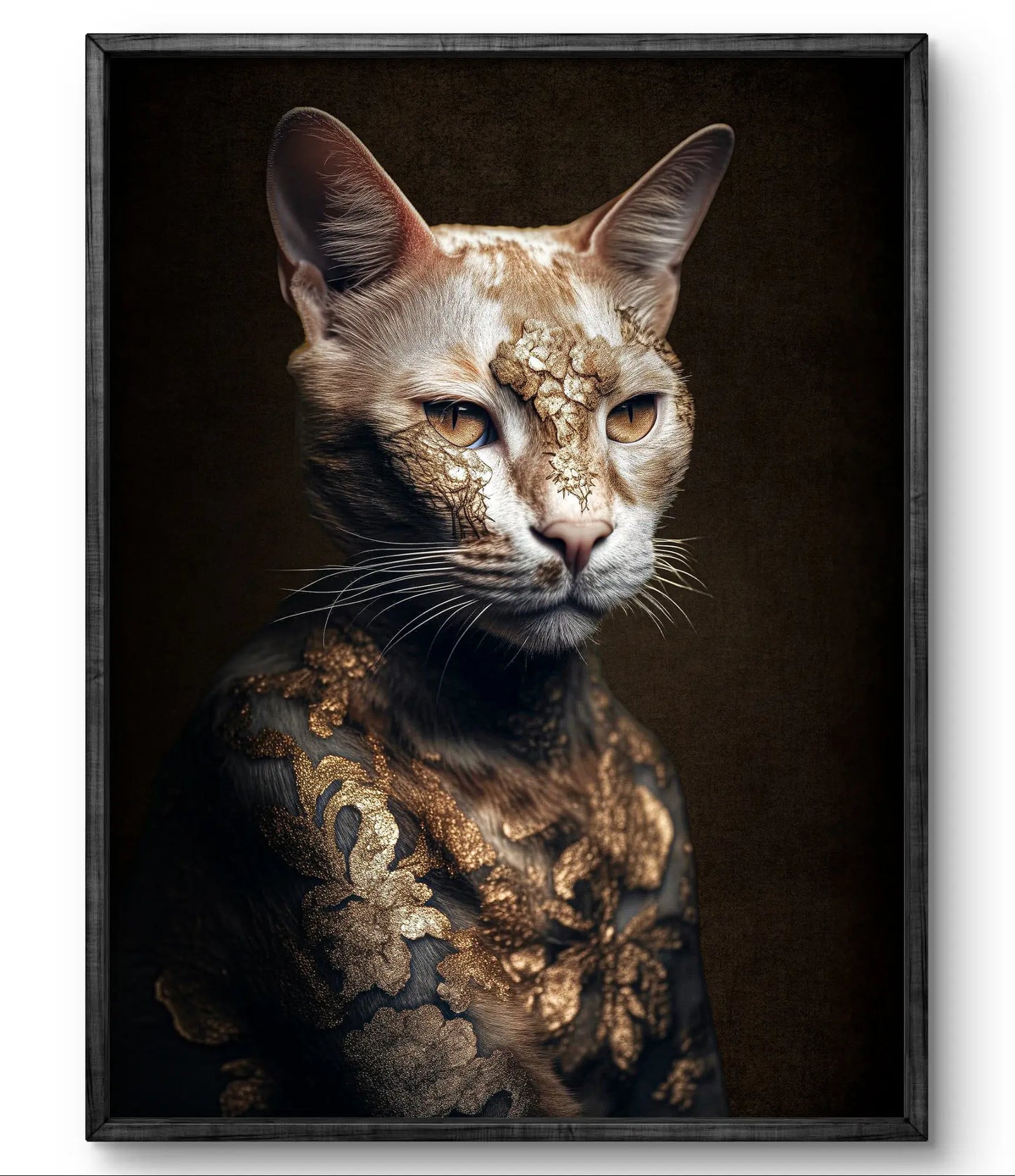 Feline Mystique – Die Katze in Gold – Leinwand 120 cm x 75 cm