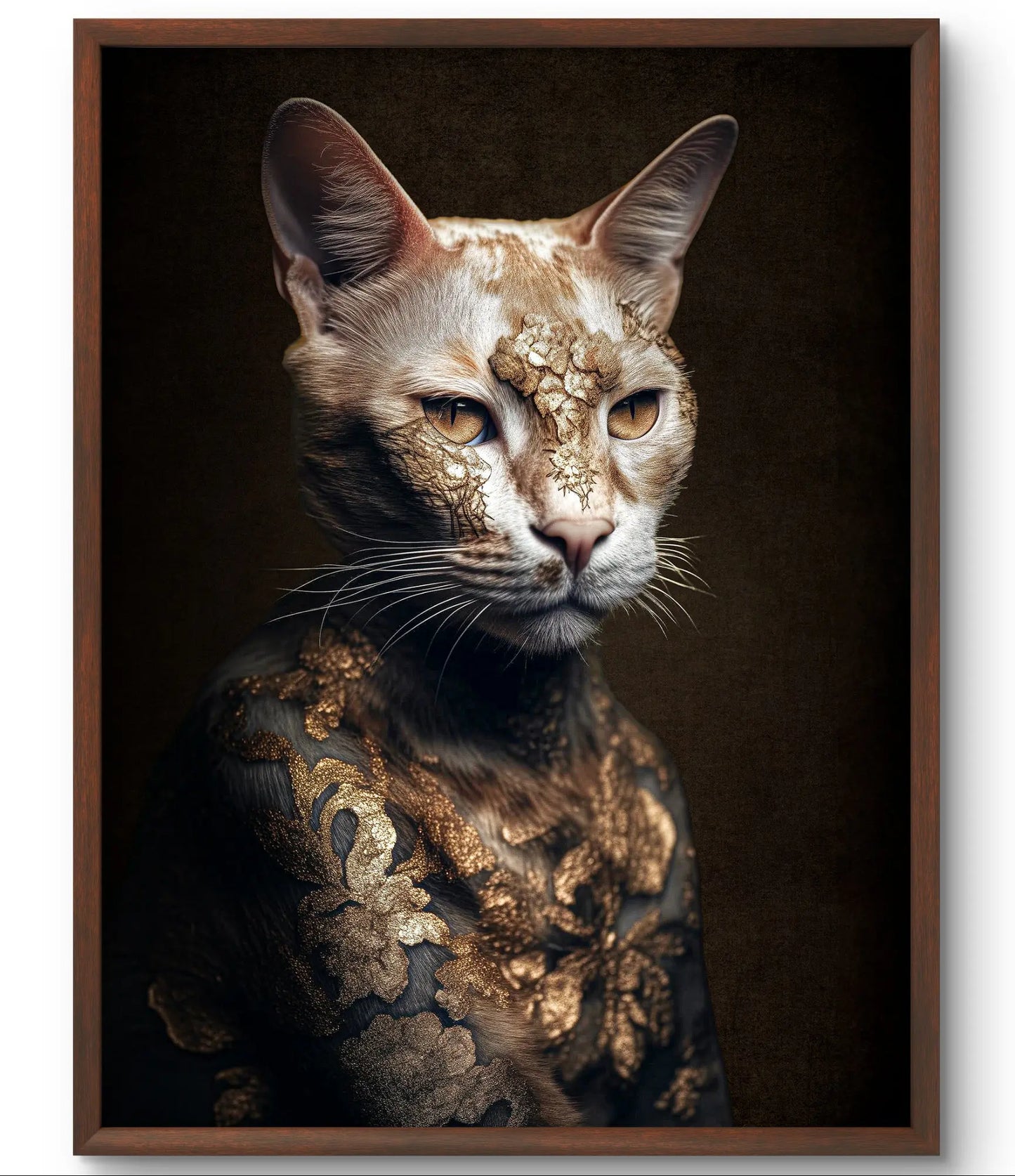 Feline Mystique – Die Katze in Gold – Leinwand 120 cm x 75 cm