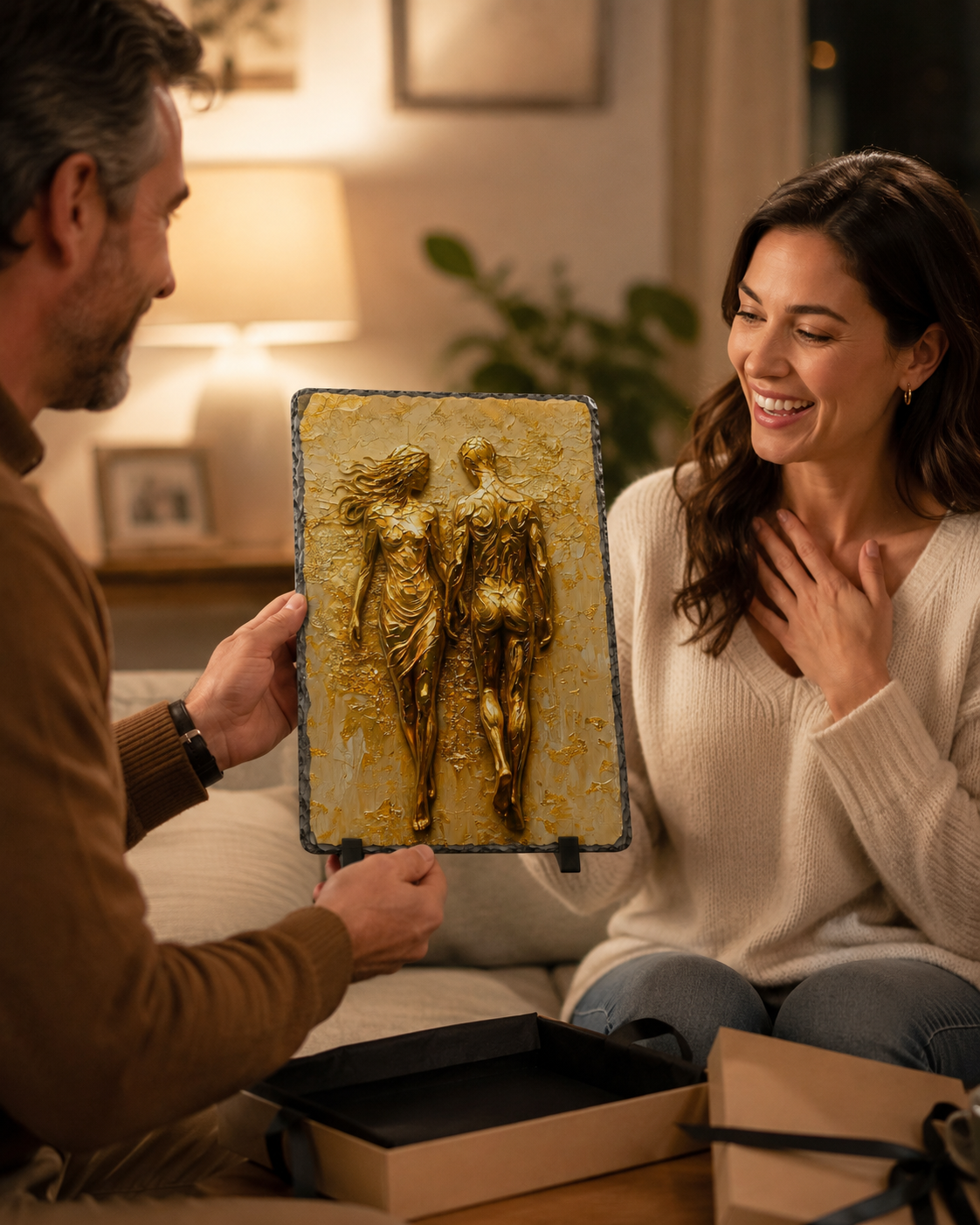 Samen één – exclusief Pixure Art kunstwerk op echte leisteen
