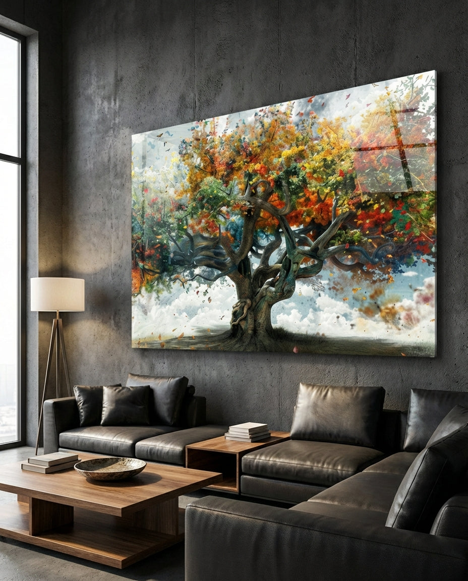 Verstrengelde Seizoenen op canvas of glas