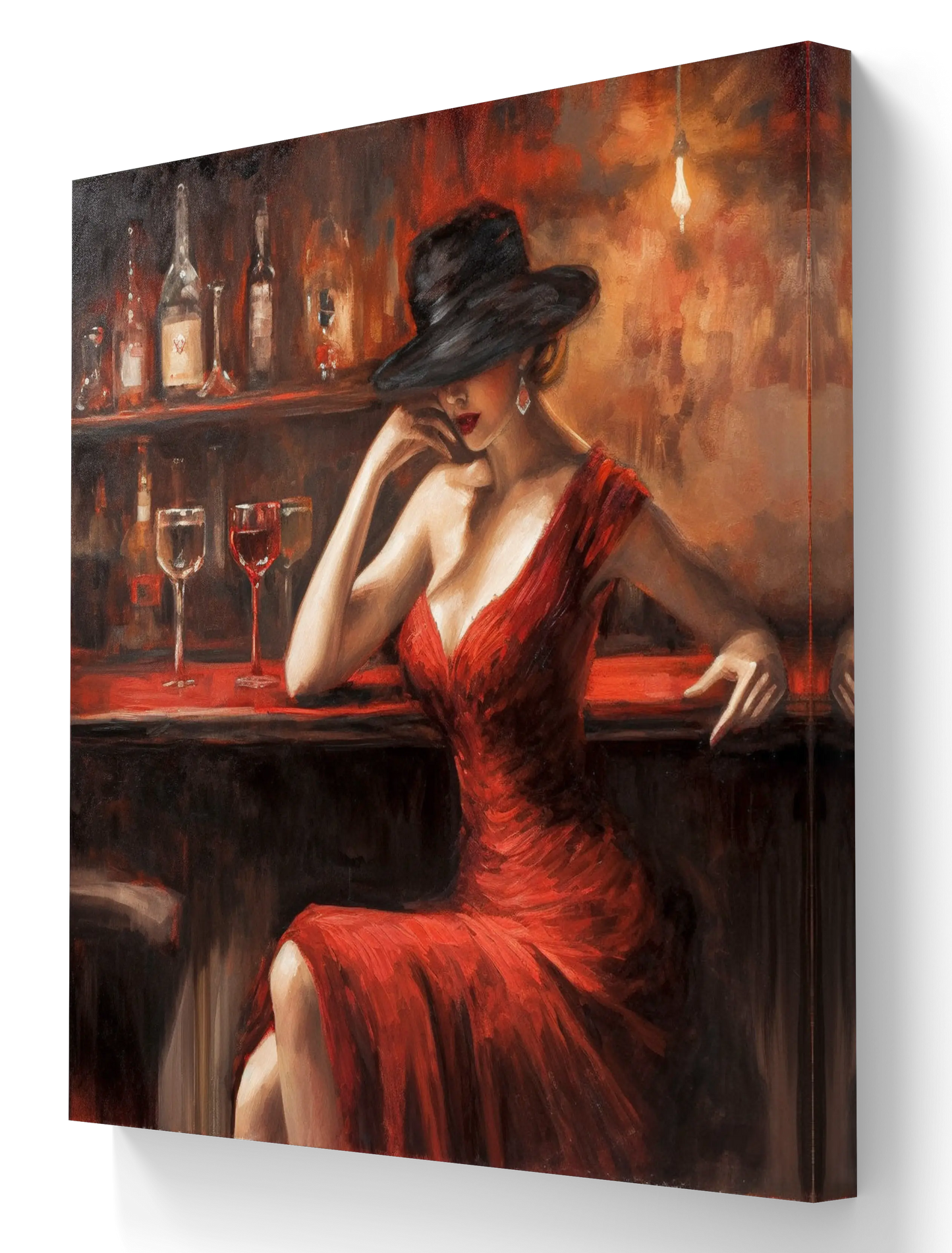 Exclusieve Kunst op Canvas: "Lady in Red" Afmetingen: 80cm x 80cm