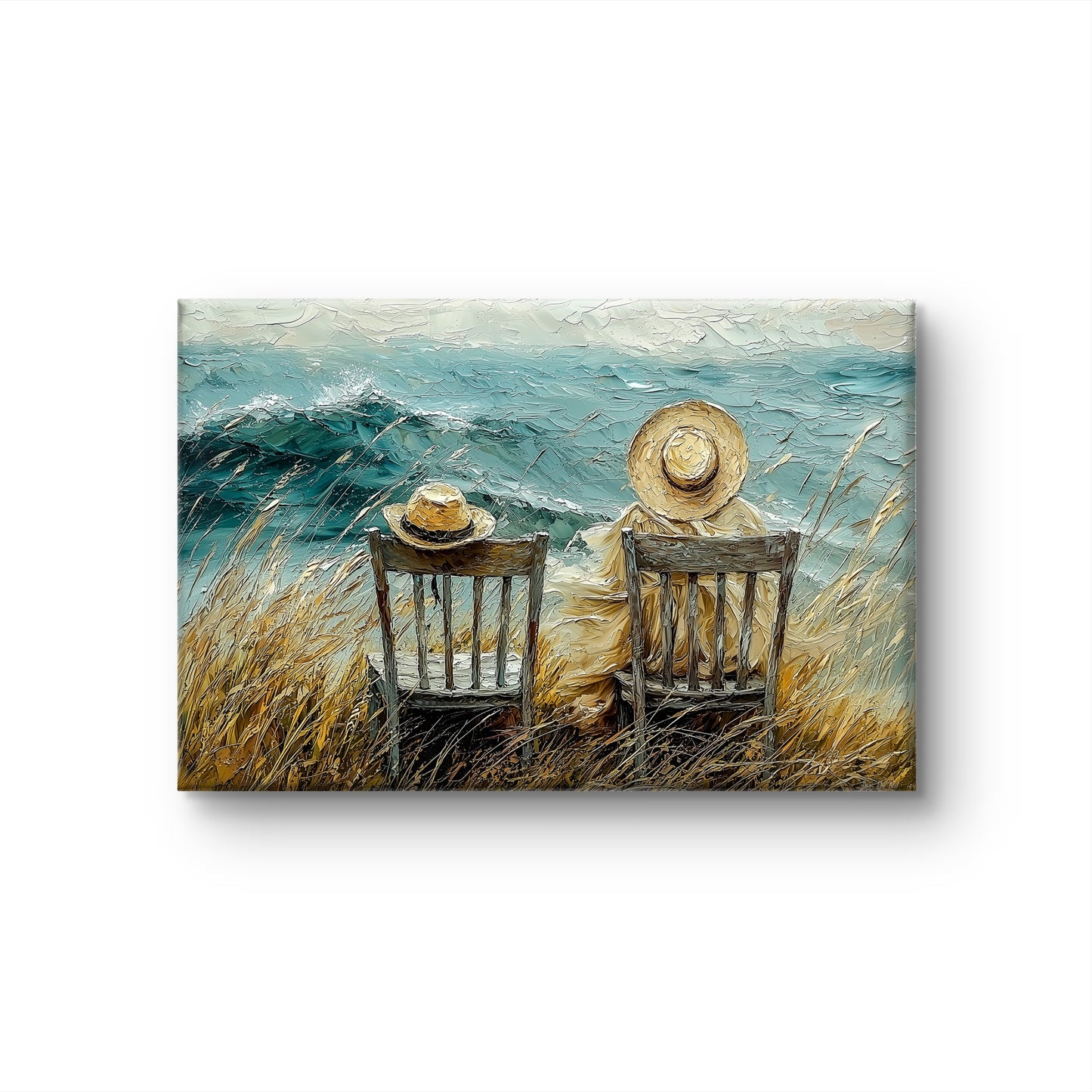 Tussen wind en regen is een werk dat zich situeert aan zee. Het is een canvas dat een weerspiegeling is van een gemis