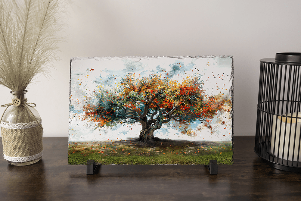 🍂 De Verstrengelde Seizoenen – op Leisteen - Pixure Art