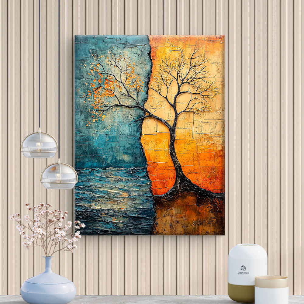 
                      
                        Canvas kunstwerk wanddecoratie water en vuur van pixure art
                      
                    
