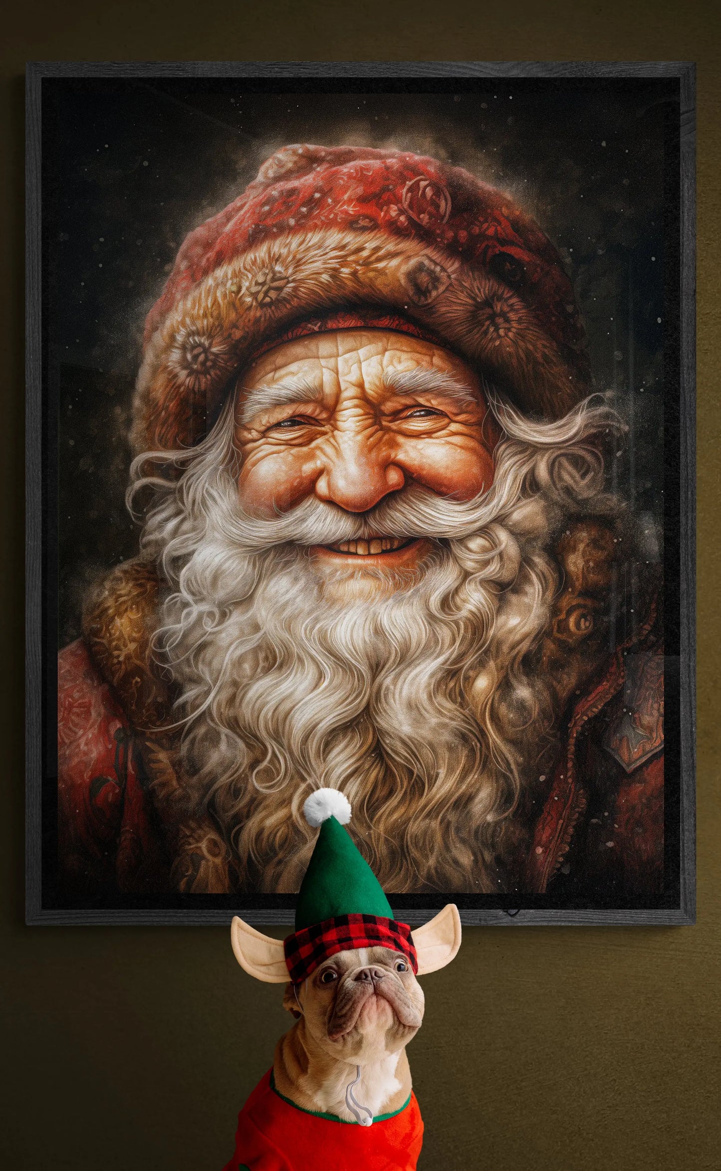 La chaleur du Père Noël - Portrait de Noël unique sur toile - Différentes tailles et cadres