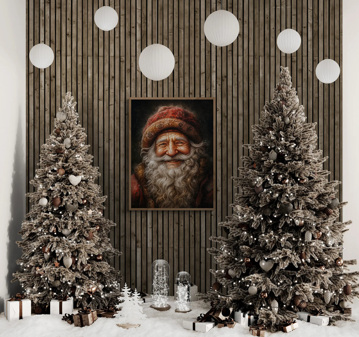 La chaleur du Père Noël - Portrait de Noël unique sur toile - Différentes tailles et cadres