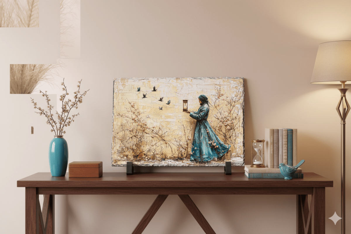 ⏳ De Vanger van Verloren Tijd – op Leisteen - Pixure Art