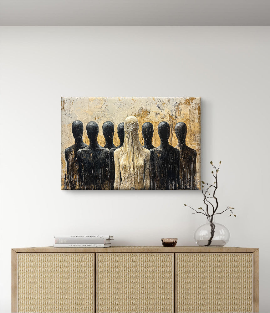 wanddecoratie inde stilte van het oordeel. Canvas verkrijgbaar in diverse afmetingen. Exclusief en nergens anders verkrijgbaar